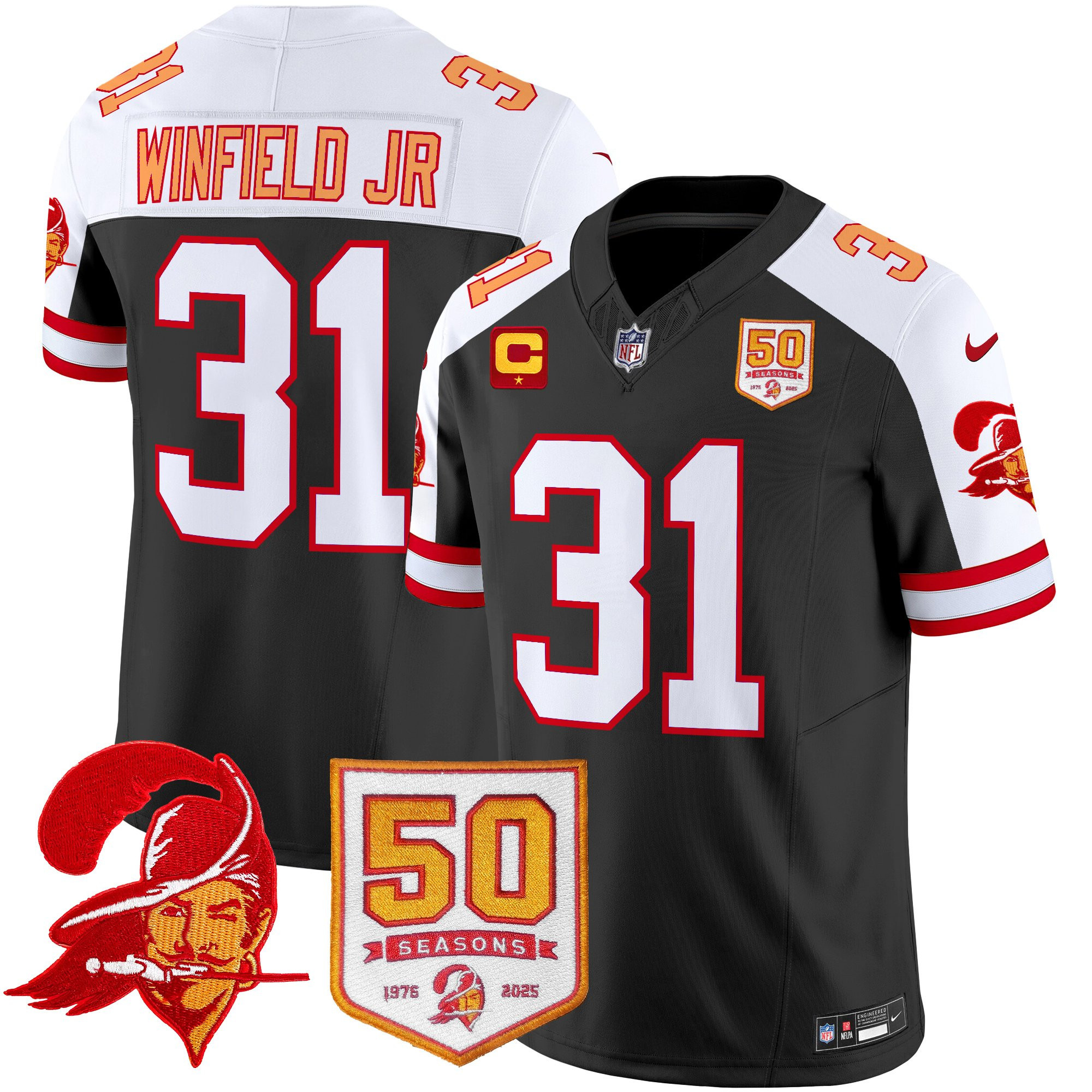 Men’s Tampa Bay Buccaneers Throwback 50th Season Patch Vapor Limited Jersey – All Stitched