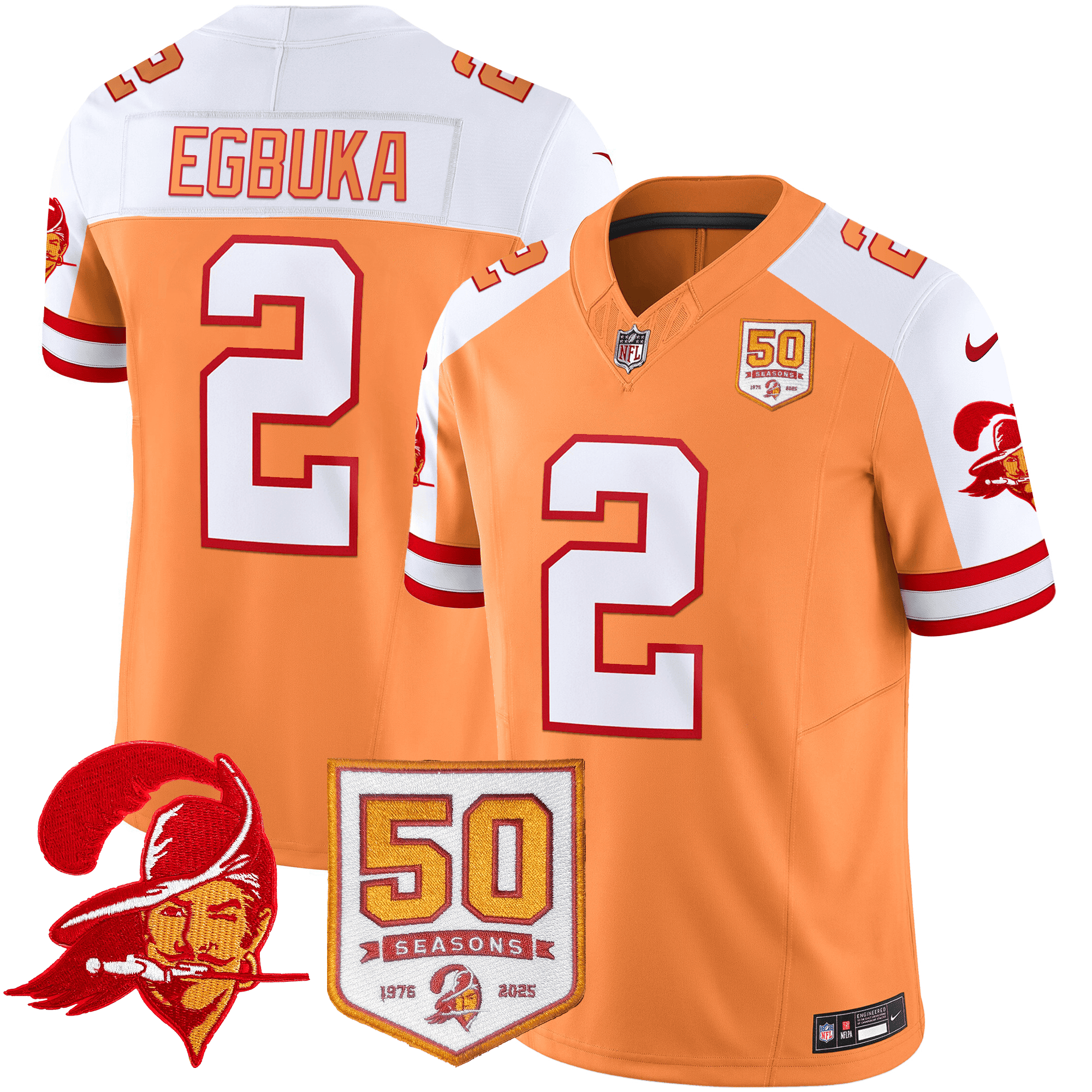 Men’s Tampa Bay Buccaneers Throwback 50th Season Patch Vapor Limited Jersey – All Stitched