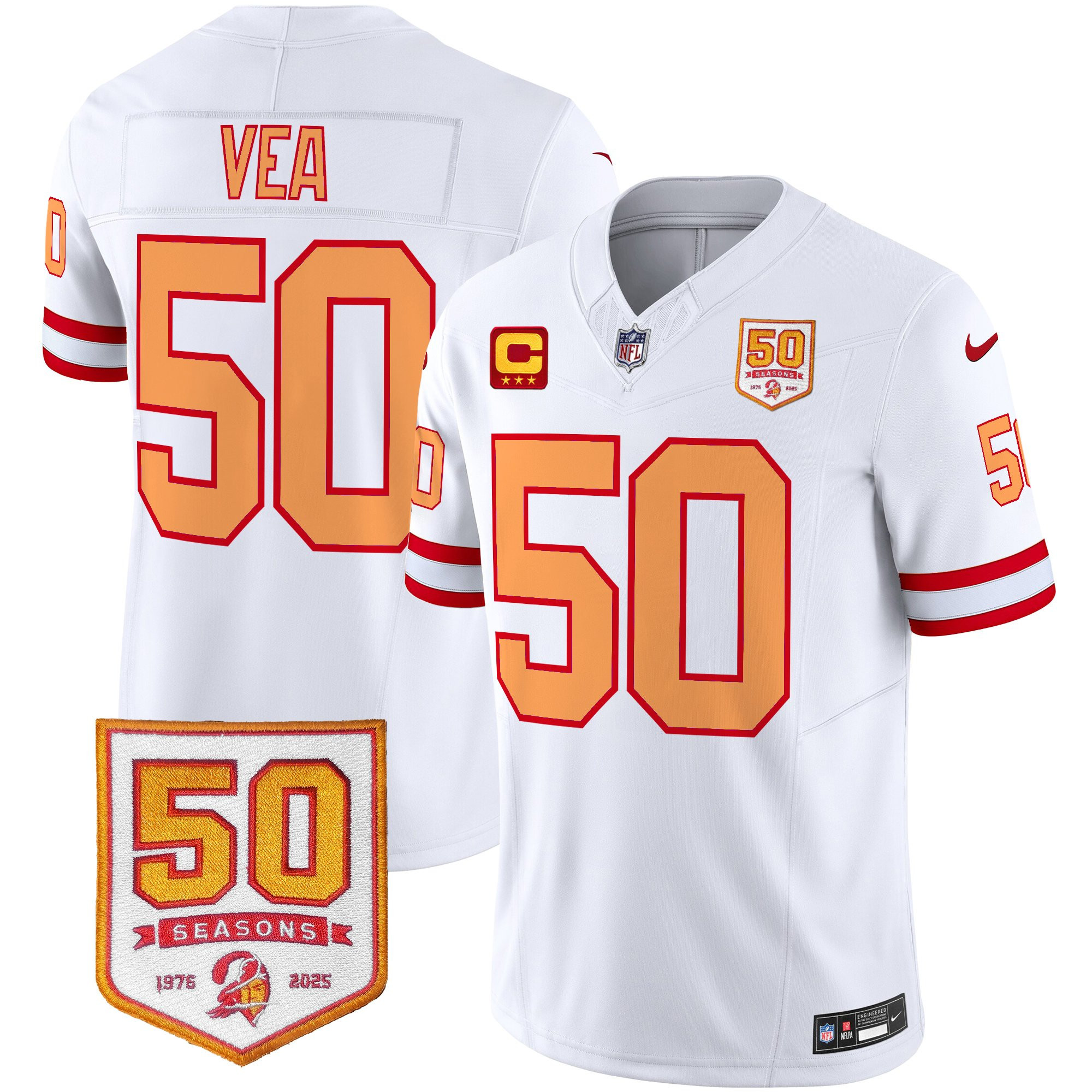 Men’s Tampa Bay Buccaneers Throwback 50th Season Patch Vapor Limited Jersey – All Stitched