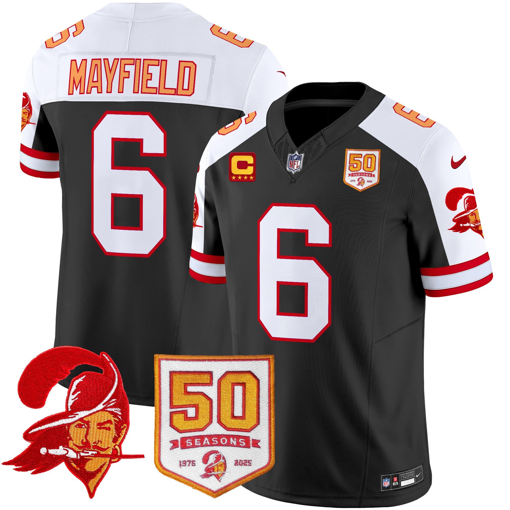 Men’s Tampa Bay Buccaneers Throwback 50th Season Patch Vapor Limited Jersey – All Stitched