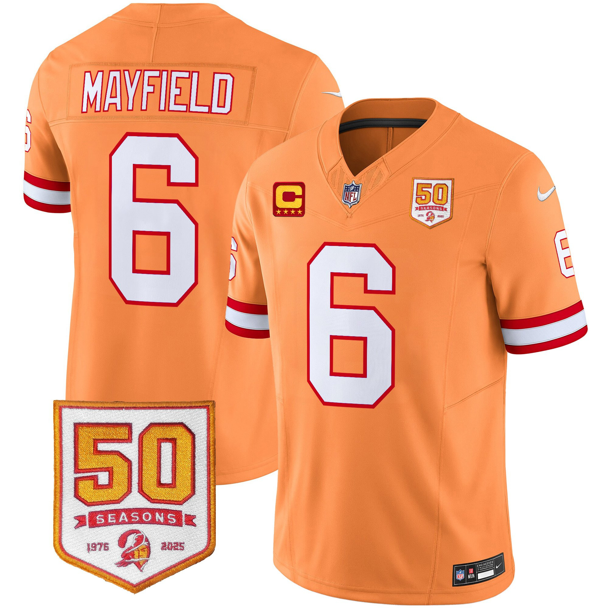 Men’s Tampa Bay Buccaneers Throwback 50th Season Patch Vapor Limited Jersey – All Stitched