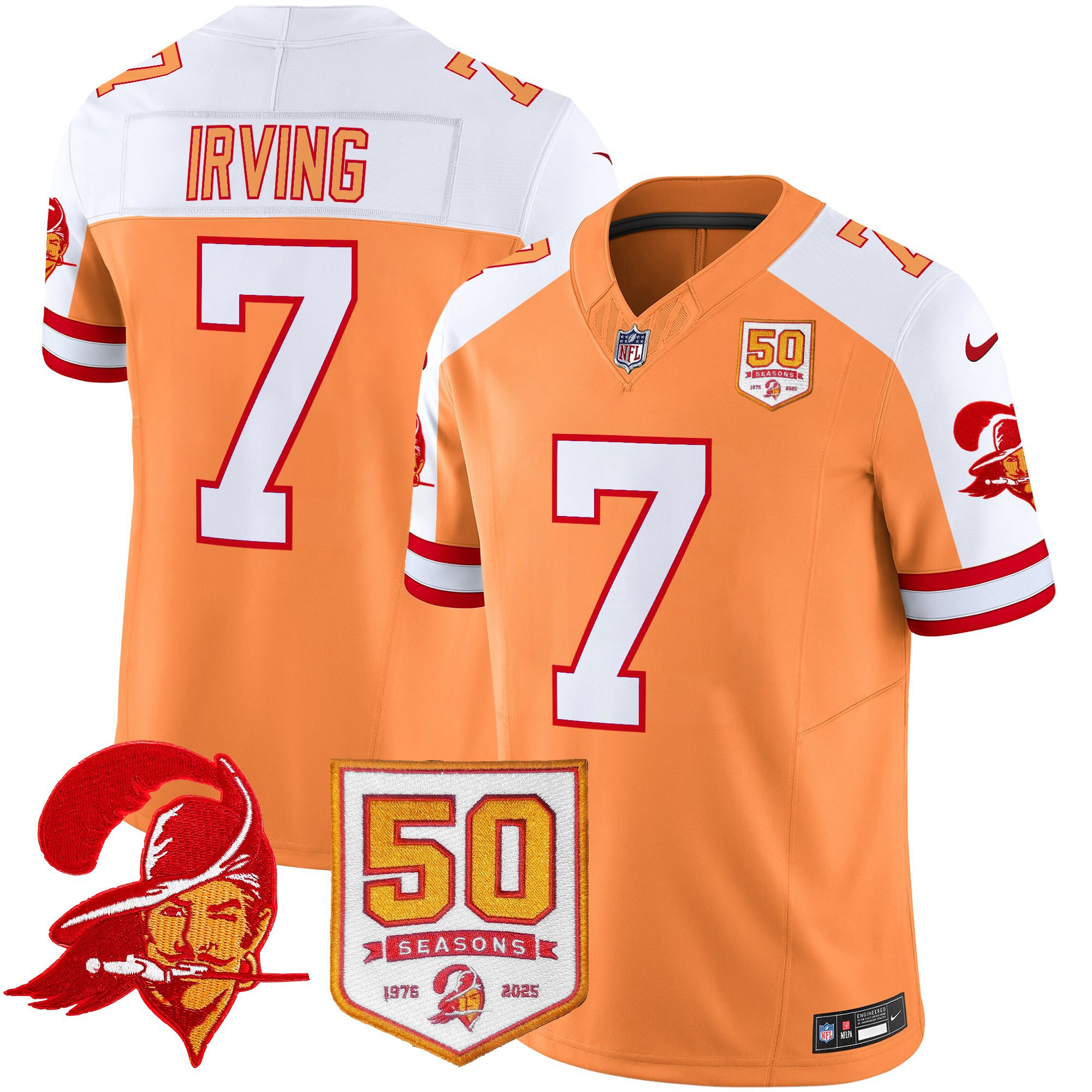 Men’s Tampa Bay Buccaneers Throwback 50th Season Patch Vapor Limited Jersey – All Stitched