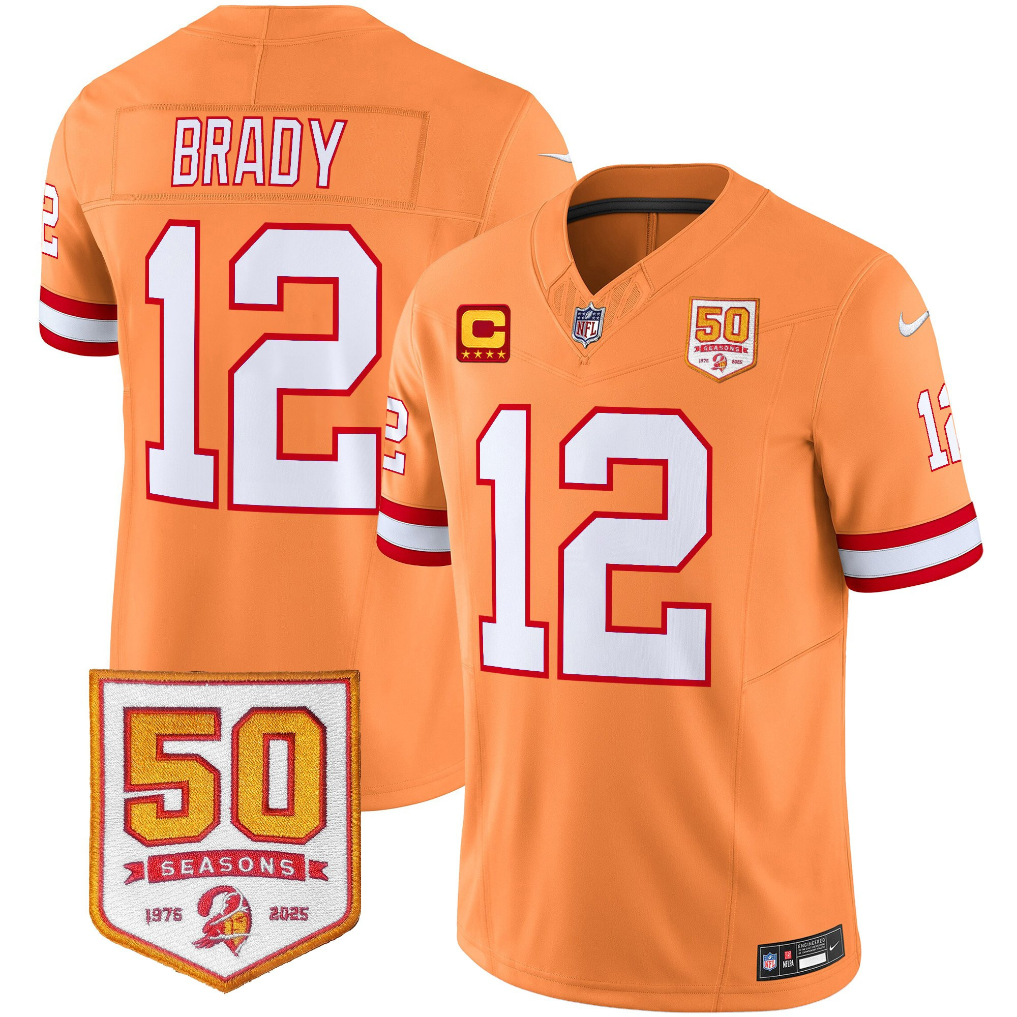 Men’s Tampa Bay Buccaneers Throwback 50th Season Patch Vapor Limited Jersey – All Stitched