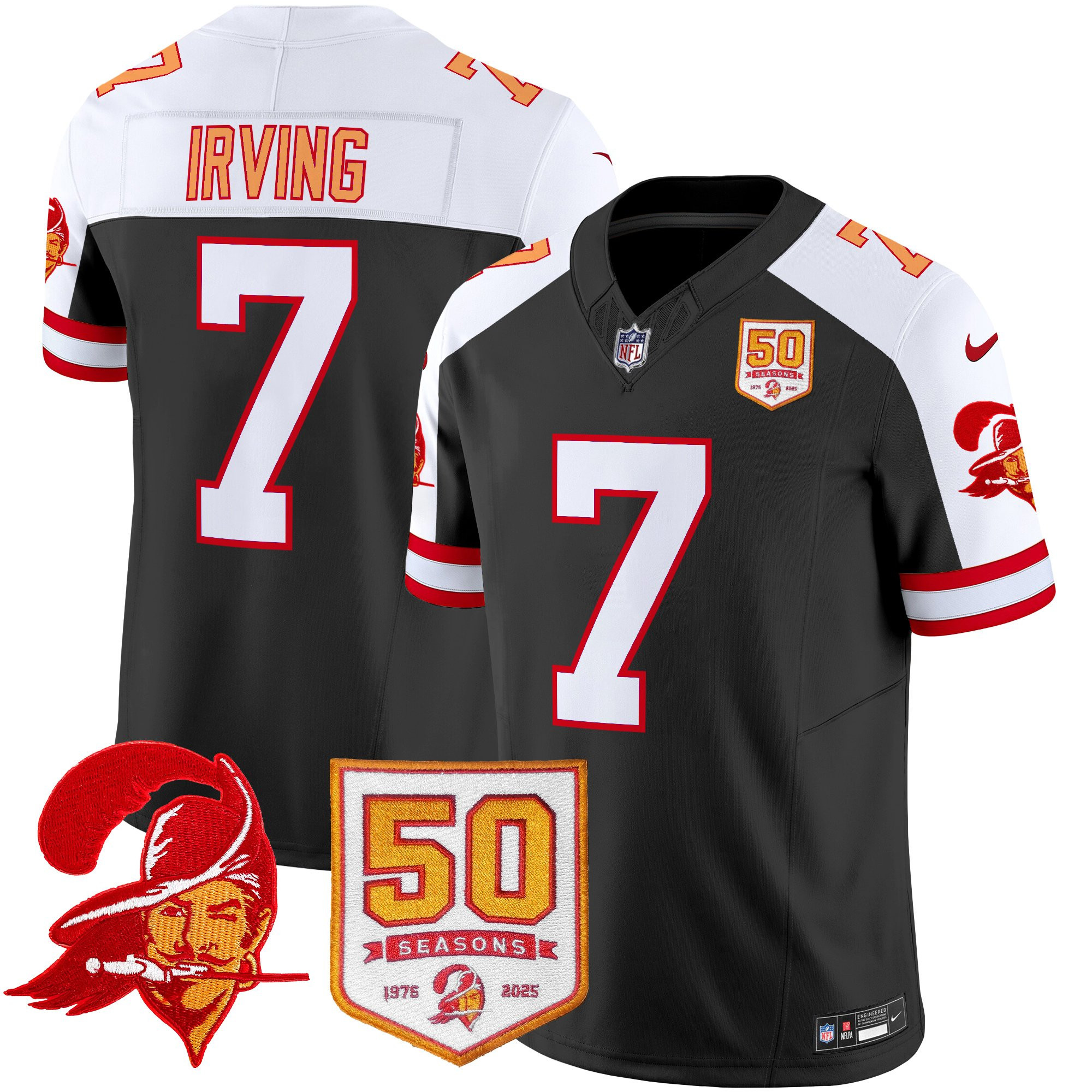Men’s Tampa Bay Buccaneers Throwback 50th Season Patch Vapor Limited Jersey – All Stitched