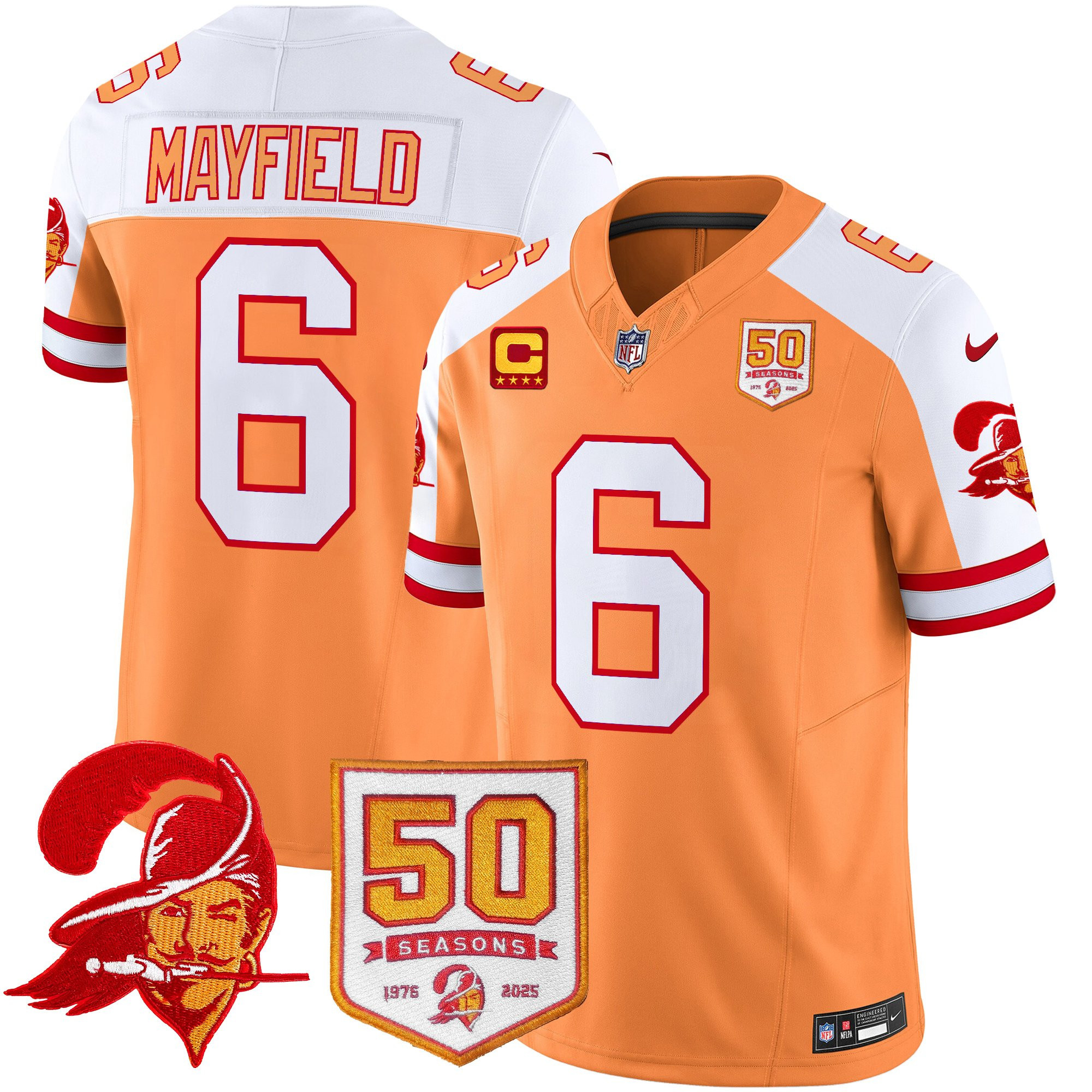 Men’s Tampa Bay Buccaneers Throwback 50th Season Patch Vapor Limited Jersey – All Stitched
