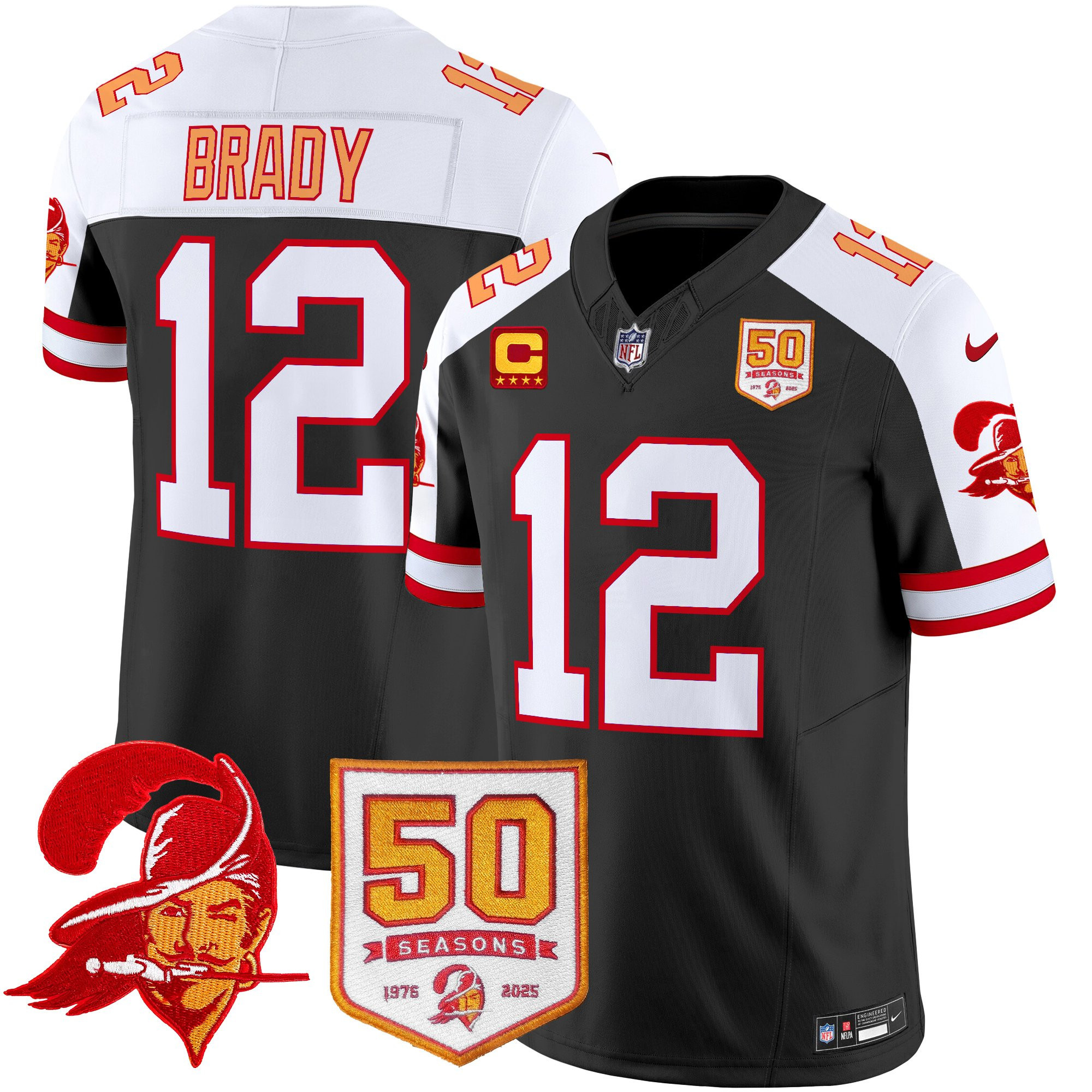 Men’s Tampa Bay Buccaneers Throwback 50th Season Patch Vapor Limited Jersey – All Stitched