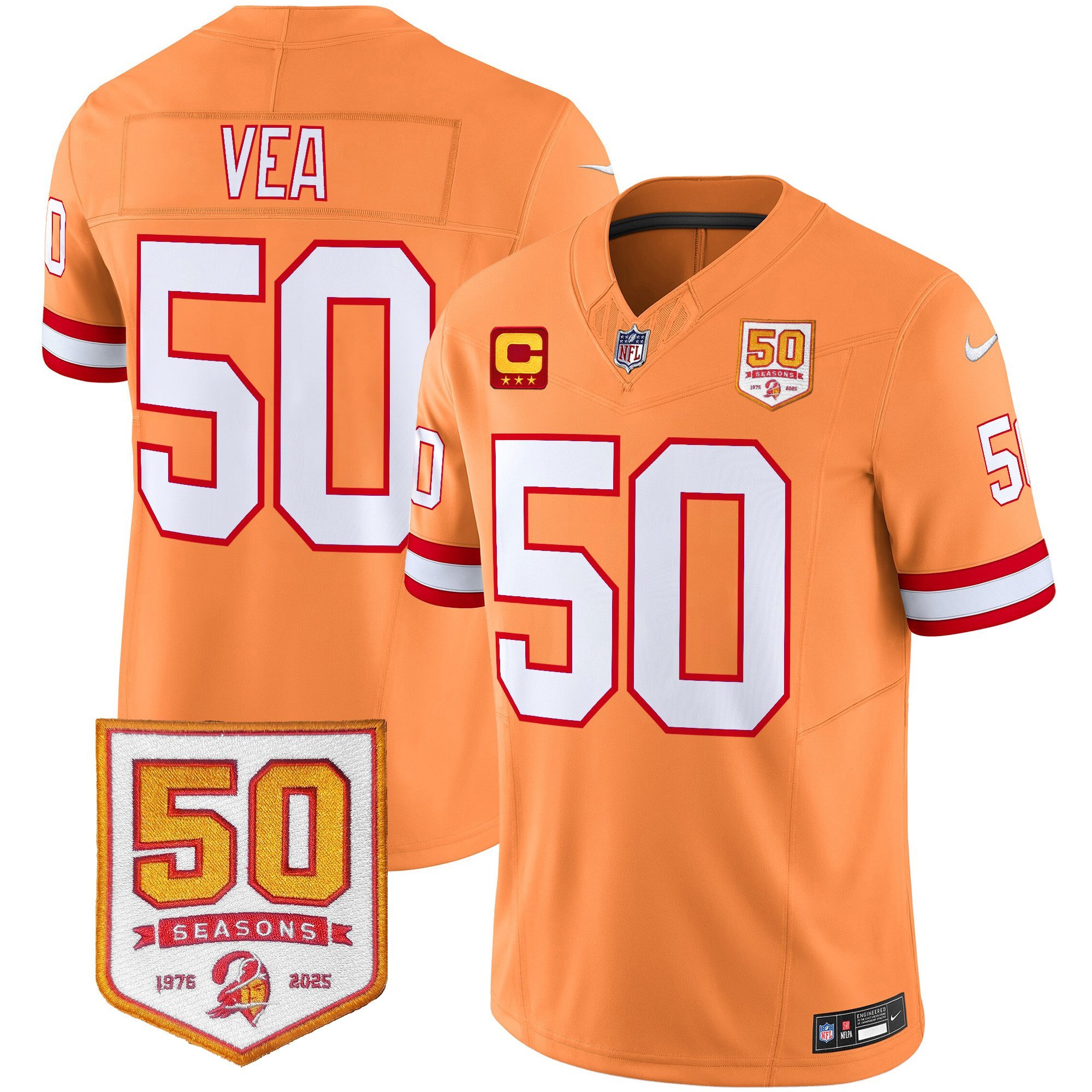 Men’s Tampa Bay Buccaneers Throwback 50th Season Patch Vapor Limited Jersey – All Stitched