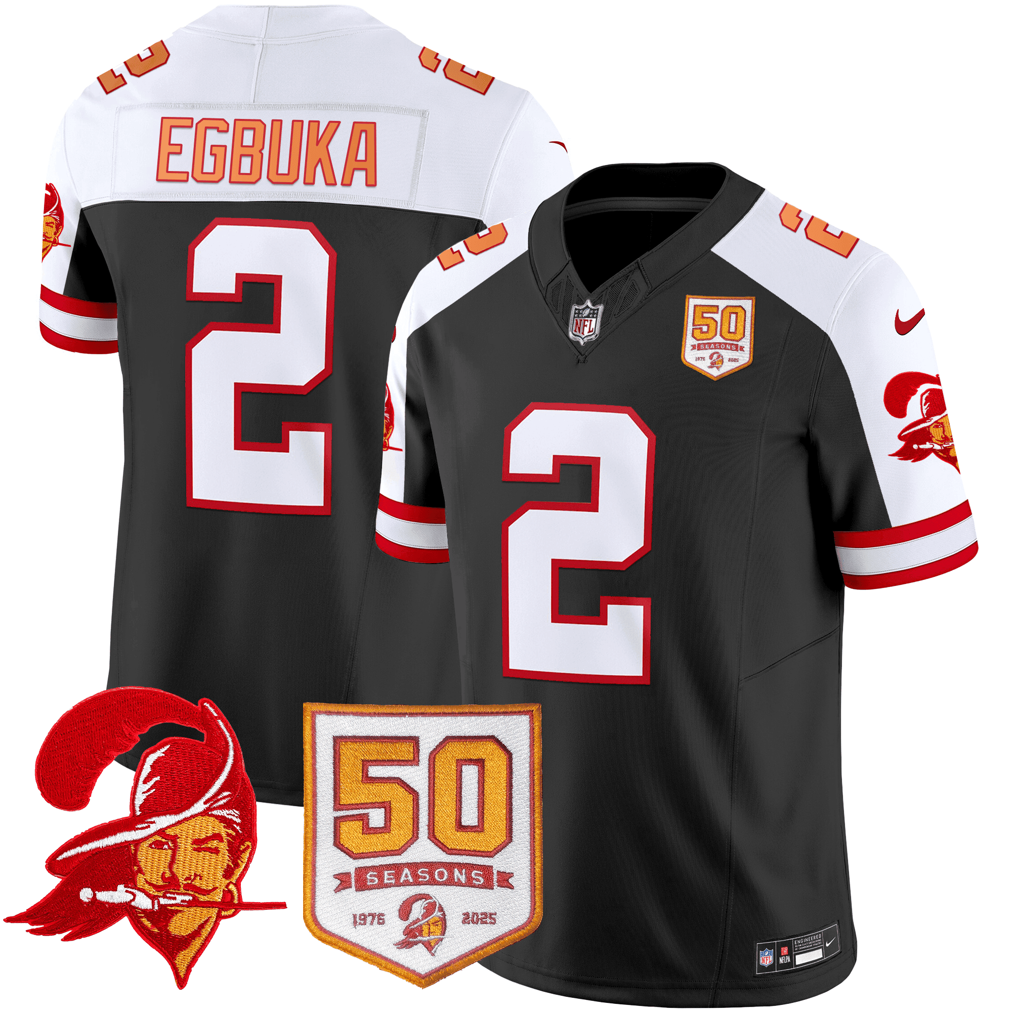 Men’s Tampa Bay Buccaneers Throwback 50th Season Patch Vapor Limited Jersey – All Stitched