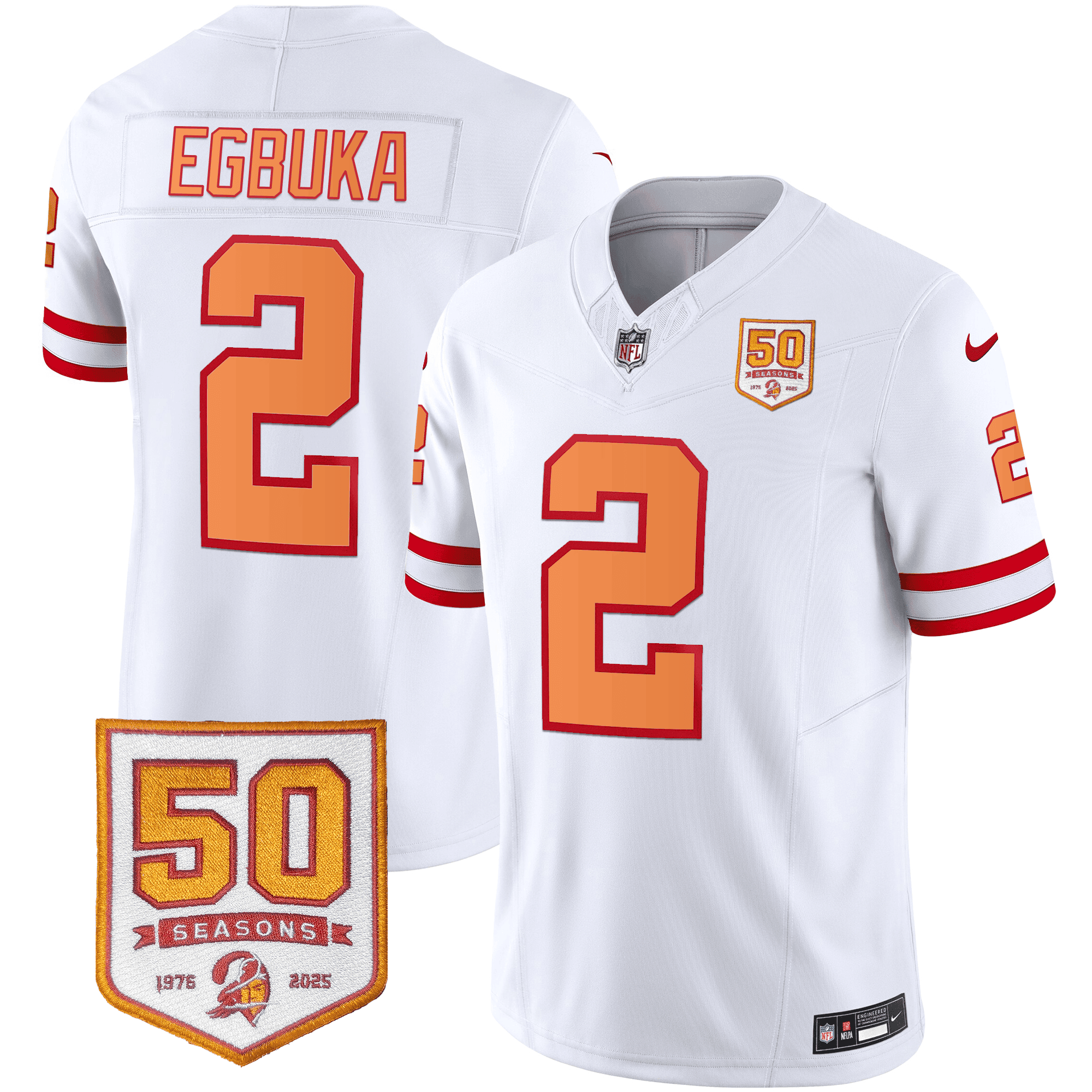 Men’s Tampa Bay Buccaneers Throwback 50th Season Patch Vapor Limited Jersey – All Stitched