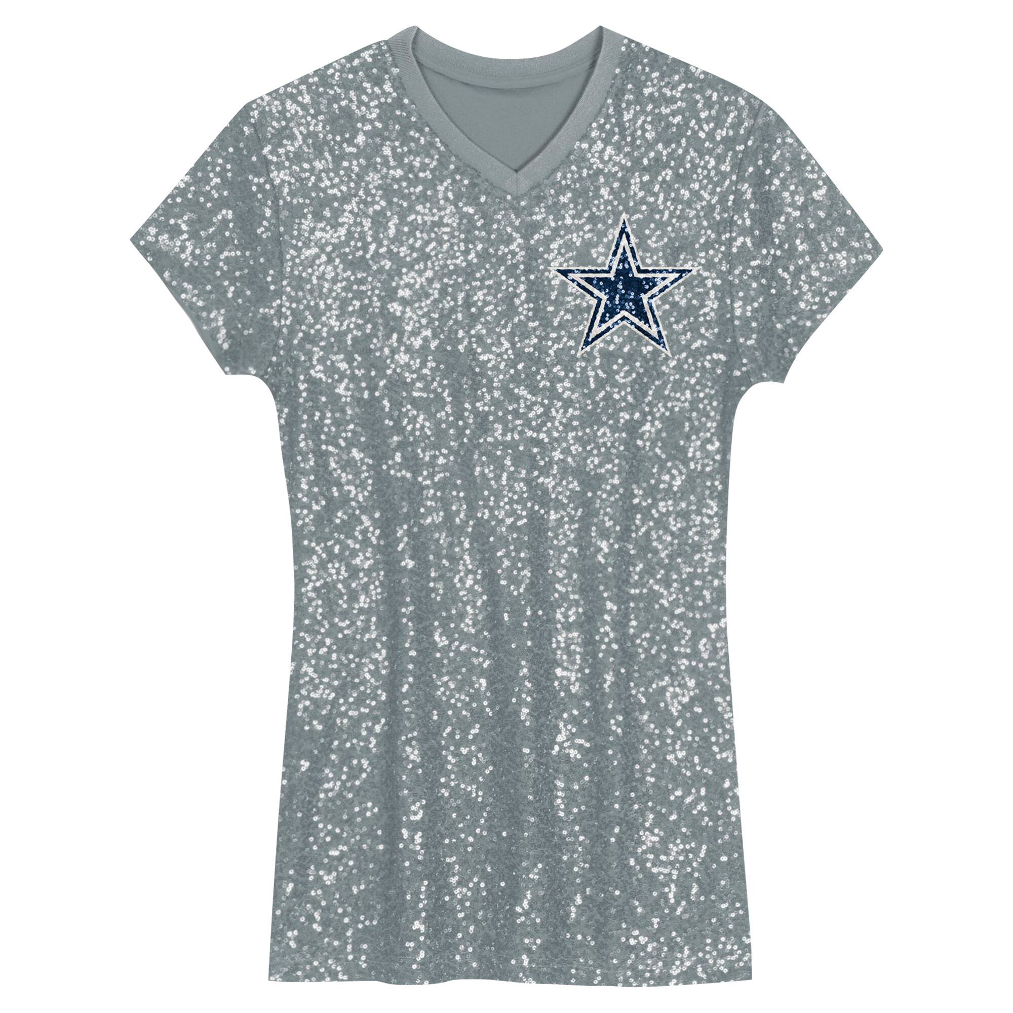 Micah Parsons Dallas Cowboys Girls Youth Sequin Player Name & Number V-Neck Dress - Silver