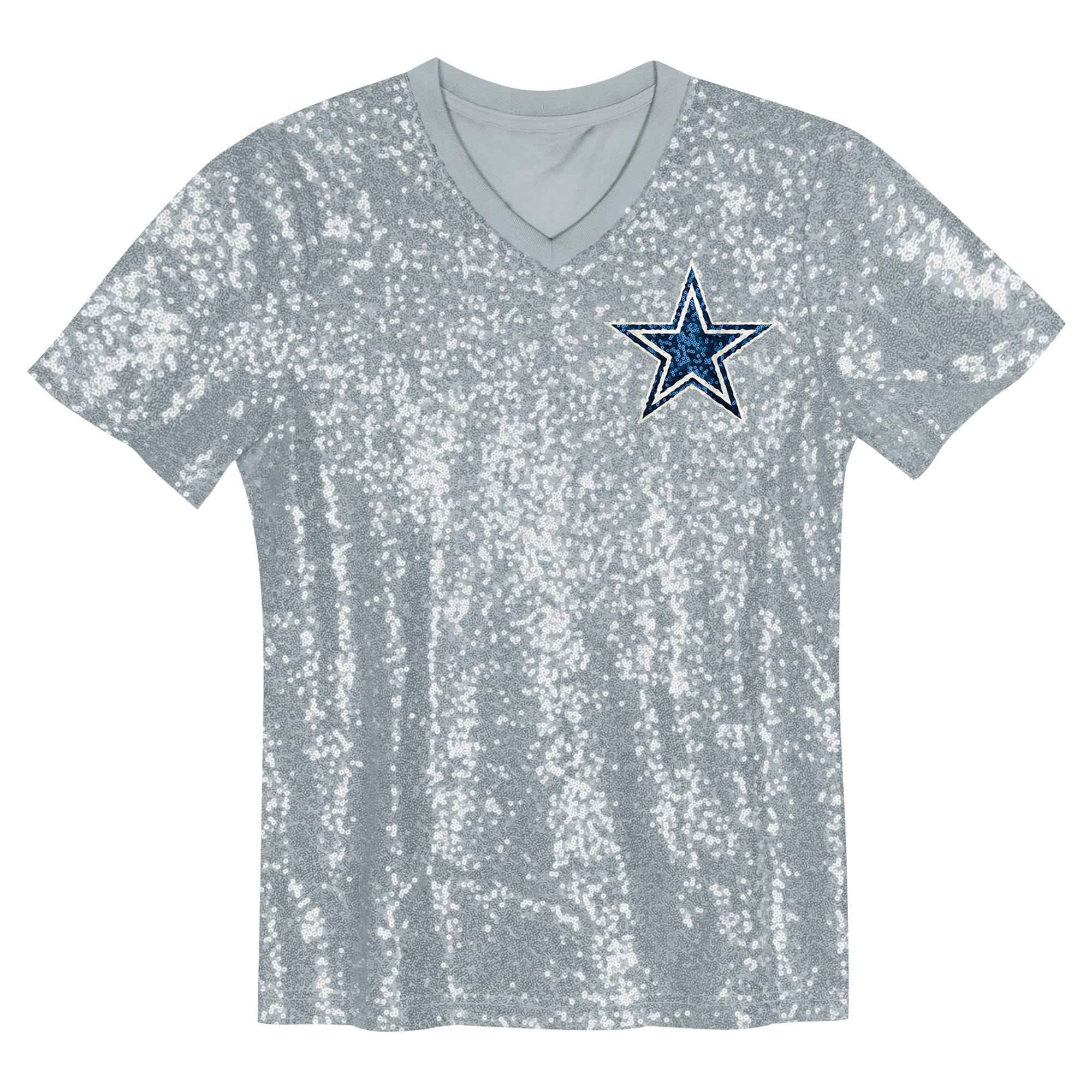 Micah Parsons Dallas Cowboys Girls Youth Sequin V-Neck Fashion Jersey - Silver