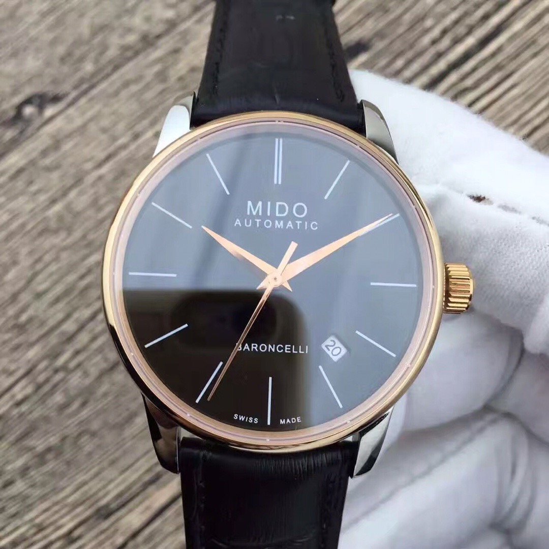 Mido Black Dial Gold Bezel - Mido Baroncelli Black Dial Gold Bezel - Image 3