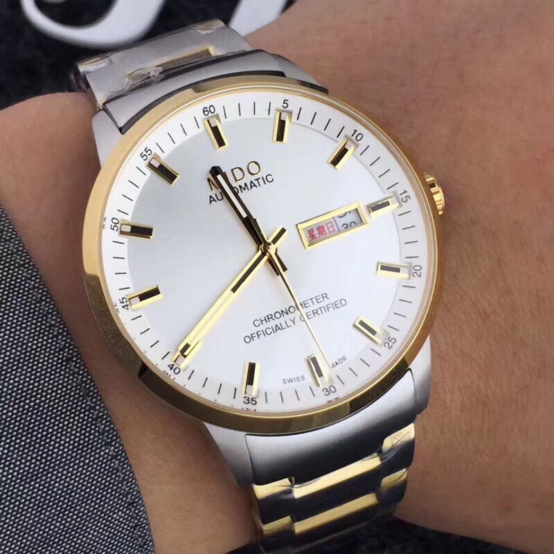 Mido Silver Rose Gold Watch - Mido Baroncelli Silver Dial Rose Gold - Image 3