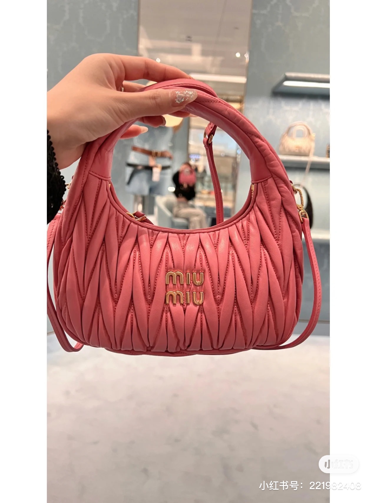 Miu Miu Alabaster Pink Wander Matelassé Nappa Leather Hob