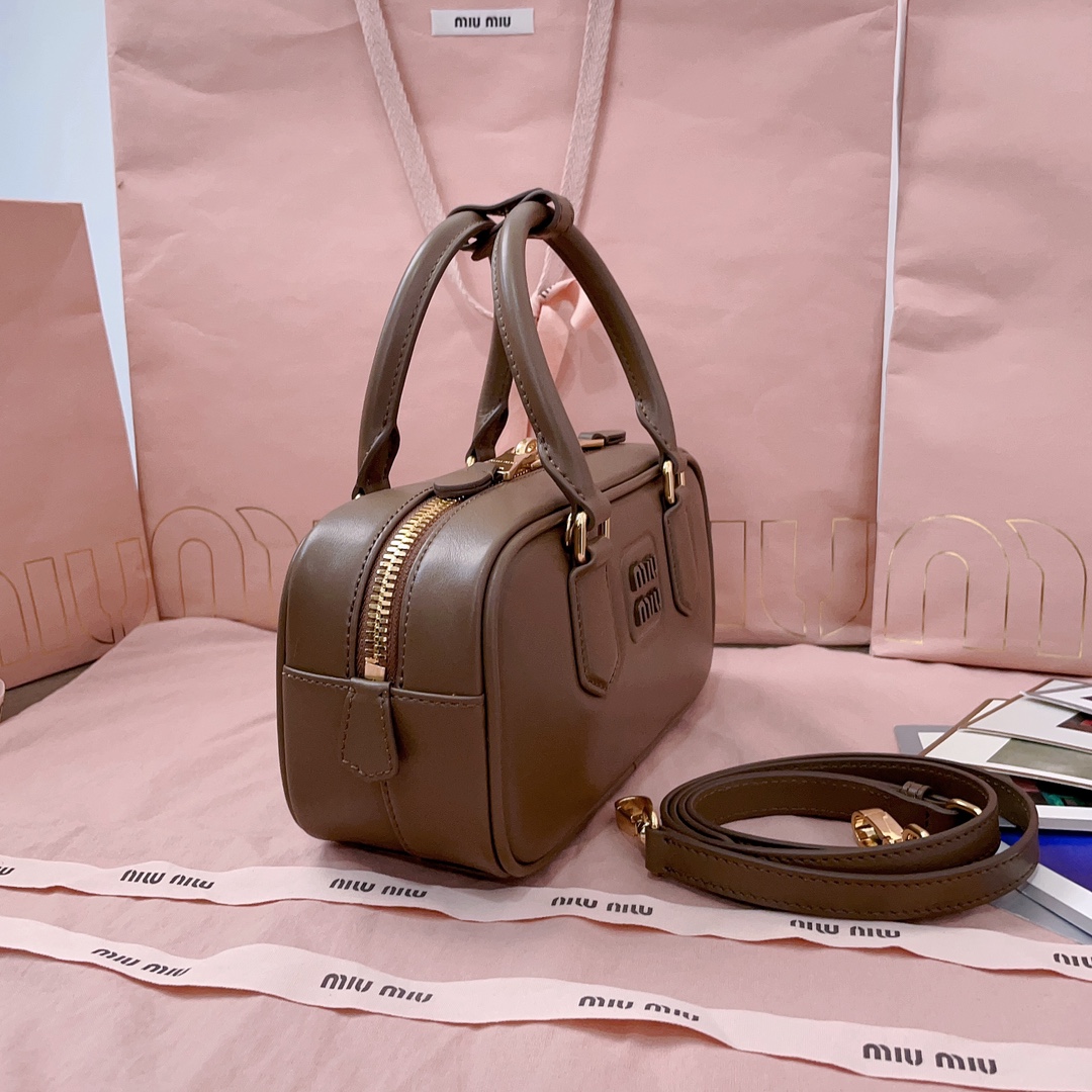 Miu Miu  Arcadie leather crossbody bag Miu Miu Brown in Leather