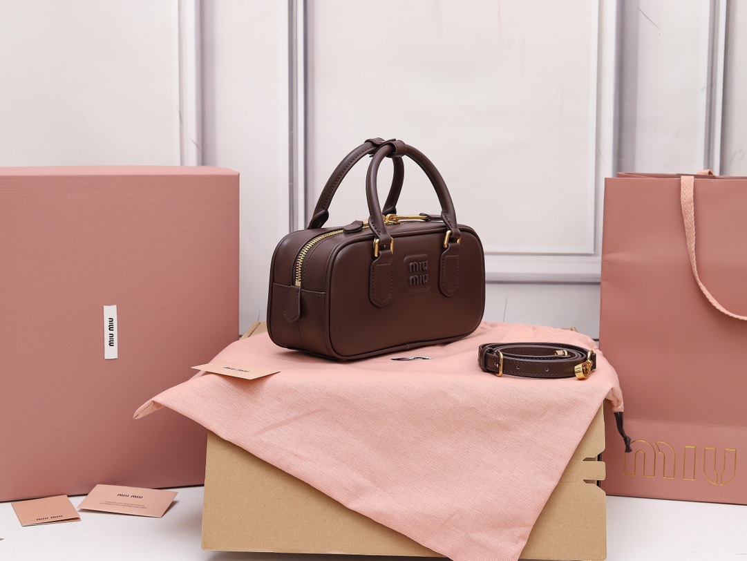 Miu Miu Arcadie Leather Tote Bag | Brown Miu Miu 05399