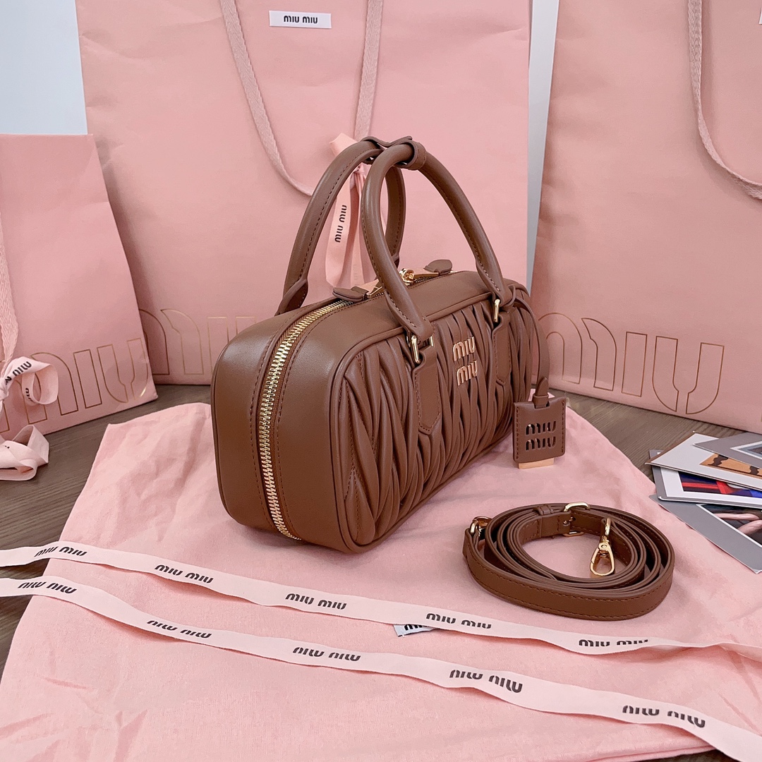 Miu Miu Arcadie Matelassé Leather Bag | Brown | FARFETCH