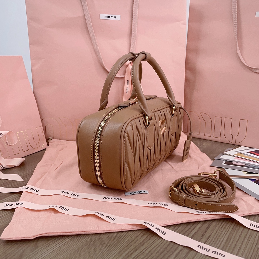 Miu Miu Arcadie Nappa Leather Tote Bag | Brown |