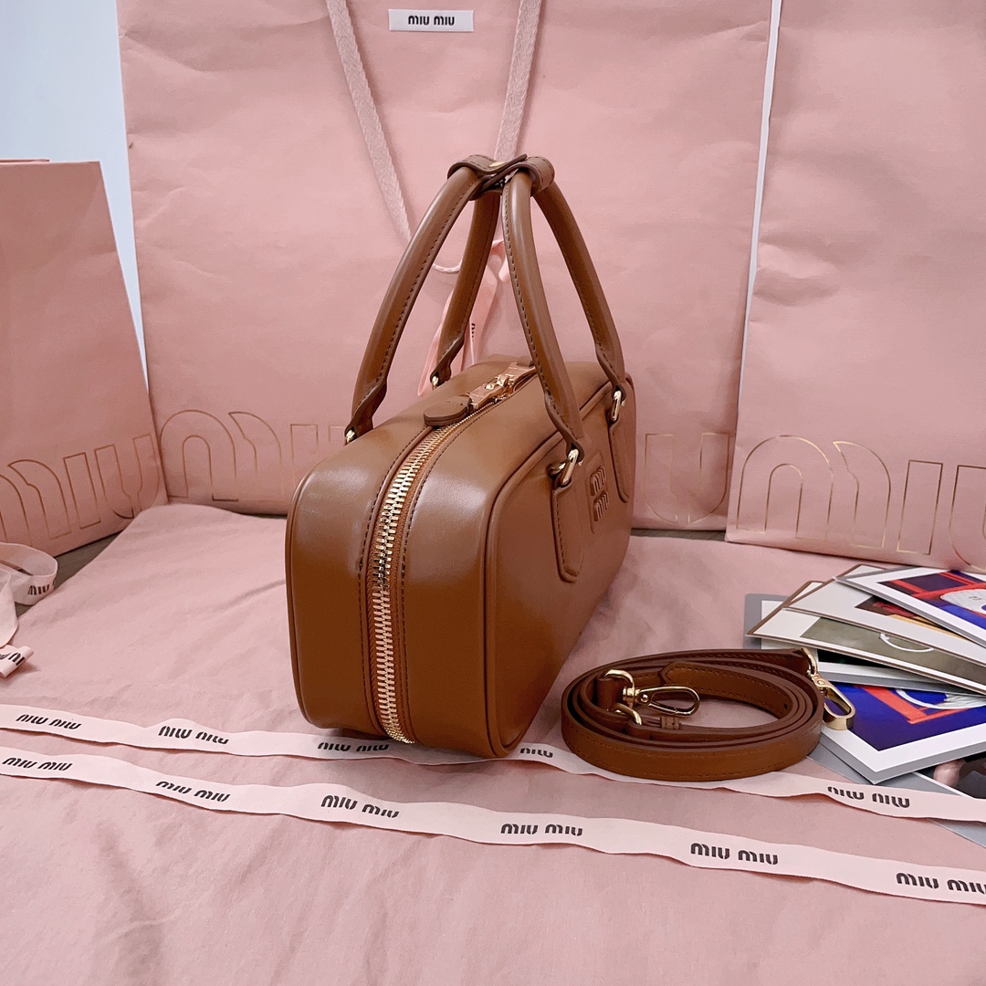 Miu miu Arcadie regular matelassé nappa leather bag brown Miu Miu  00519