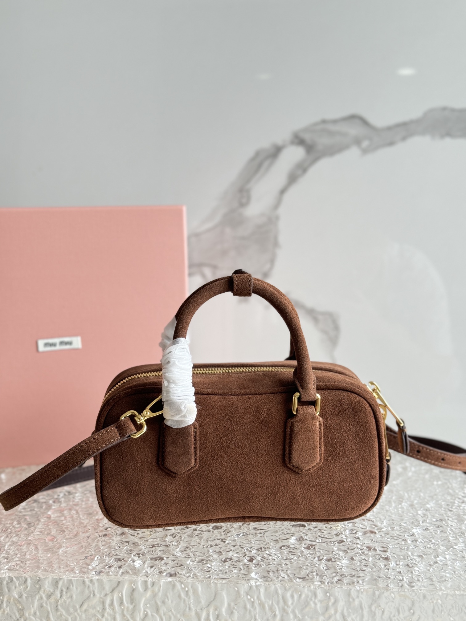 Miu Miu Arcadie Suede Tote Bag | Brown |