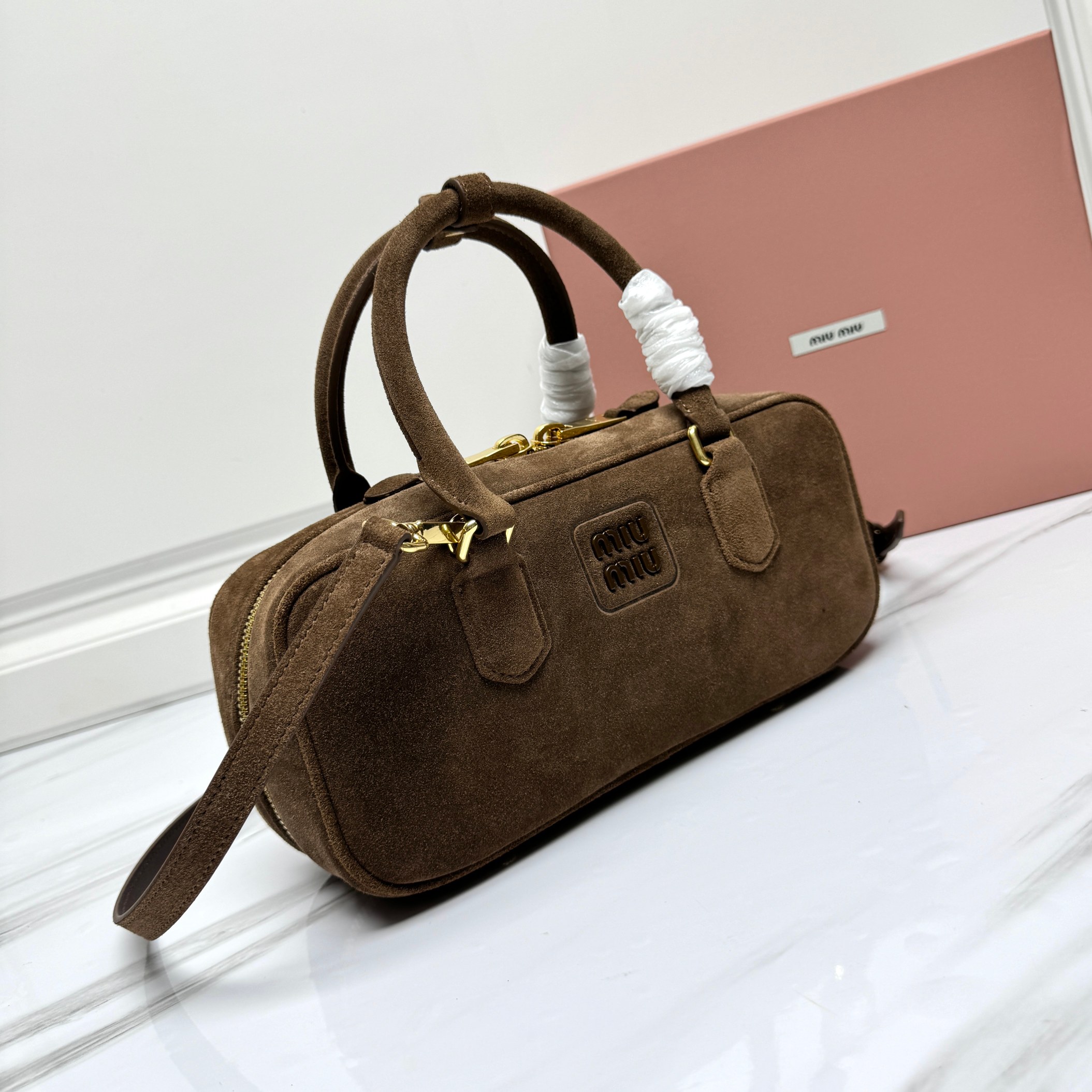 Miu Miu Arcadie Suede Tote Bag | Brown |