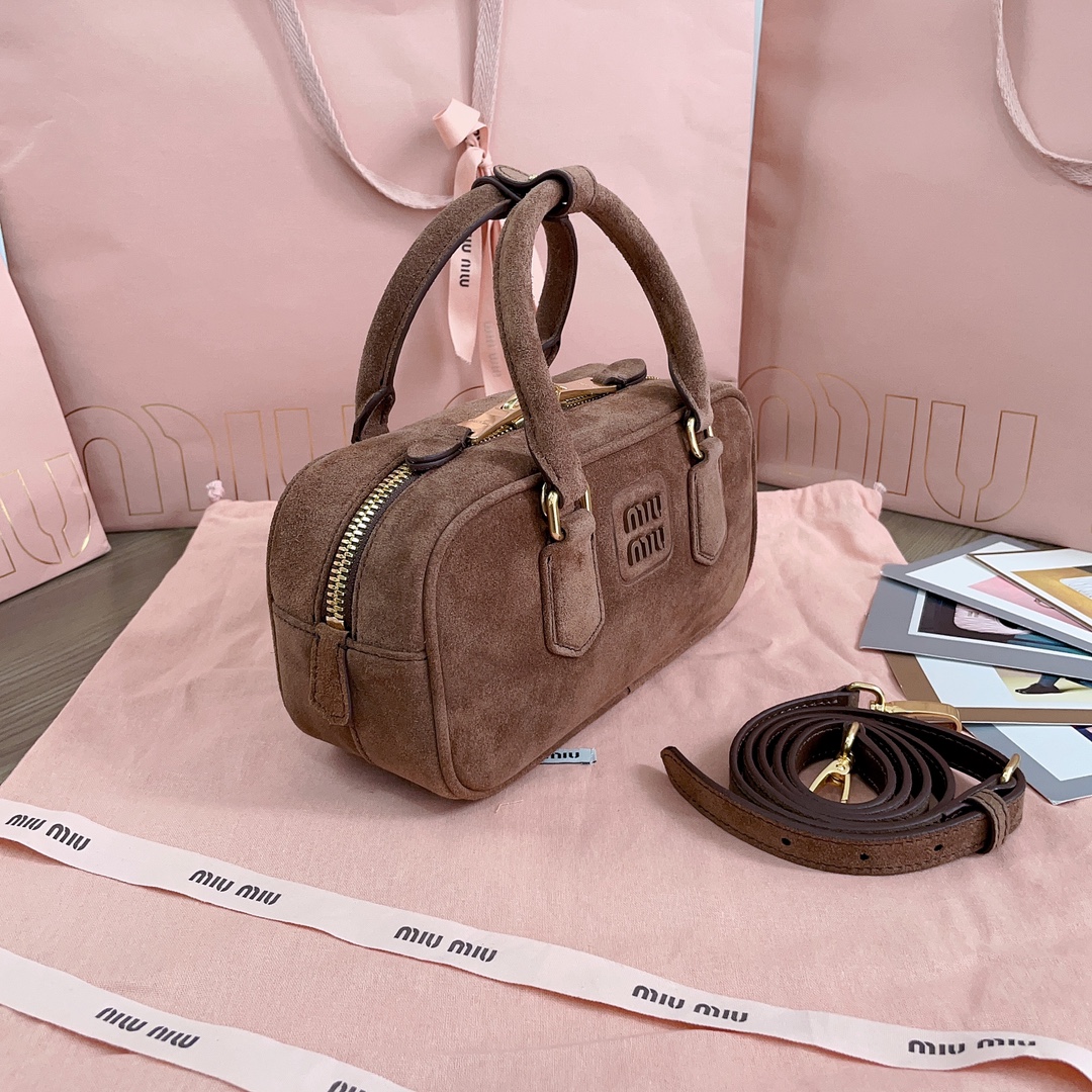 Miu Miu Arcadie Suede Tote Bag | Brown |  Miu Miu  01309