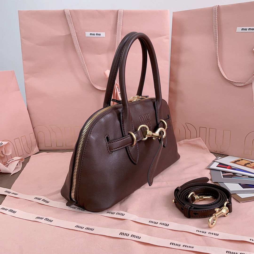 Miu Miu Aventure Leather Tote Bag | Brown |