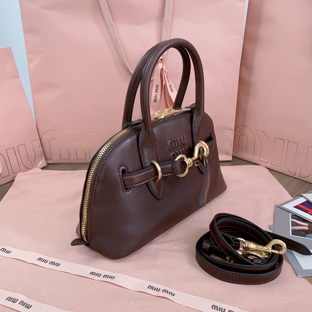 Miu Miu Aventure Leather Tote Bag | Brown