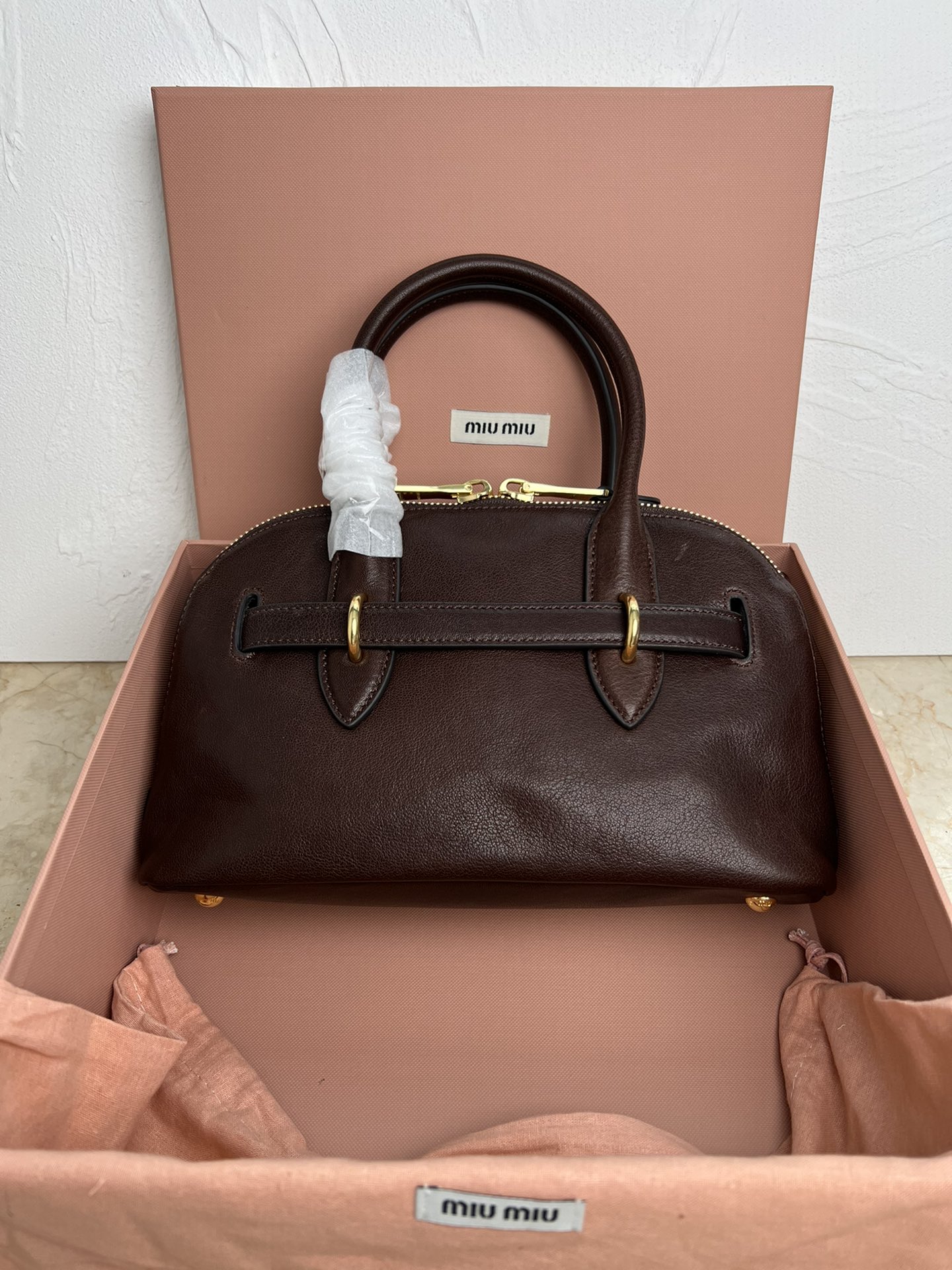 Miu Miu Aventure Leather Tote Bag | Brown