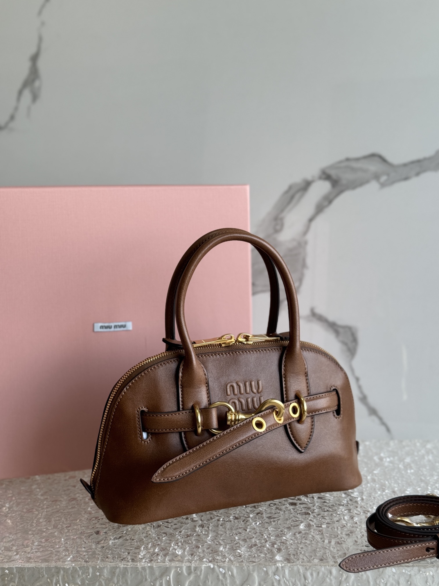 Miu Miu Aventure Leather Tote Bag | Brown | F