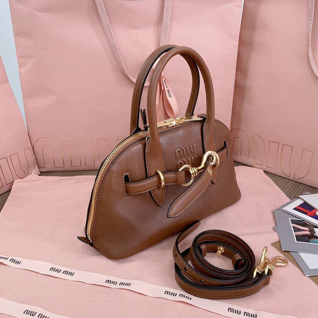 Miu Miu Aventure Leather Tote Bag | Brown Miu Miu 04438