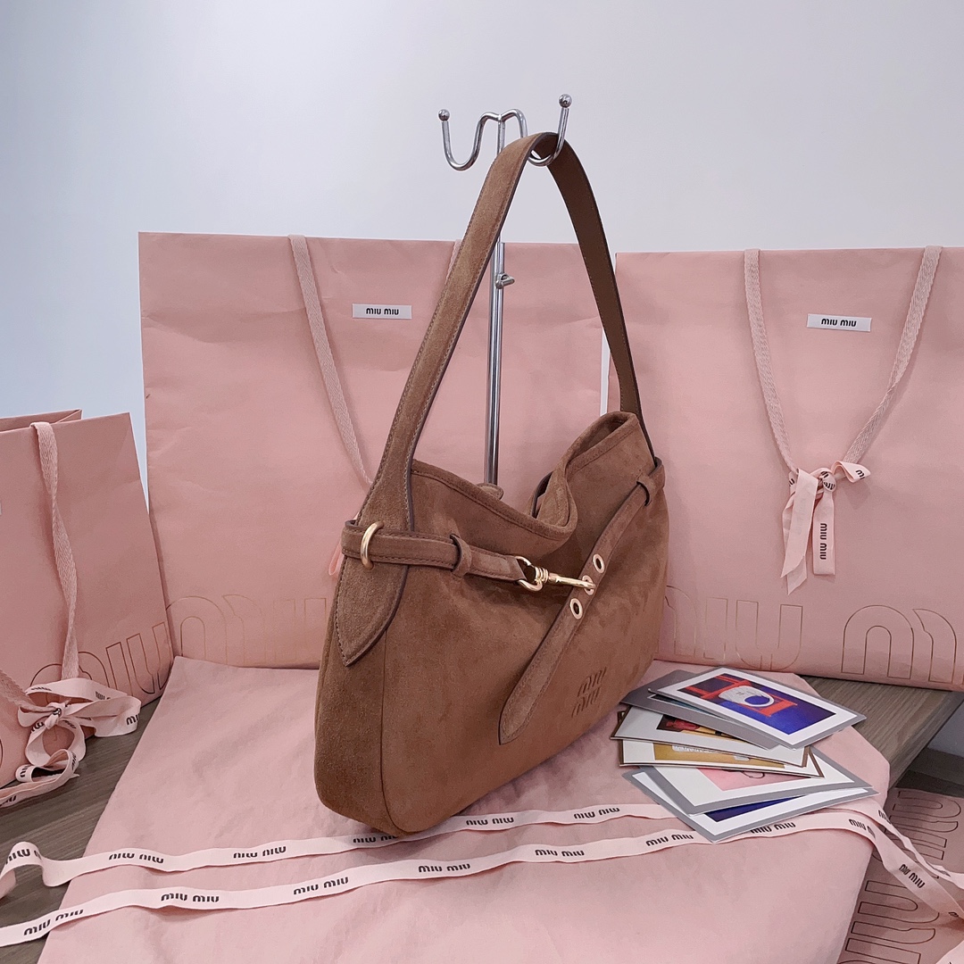 Miu Miu Aventure Suede Bag in Brown