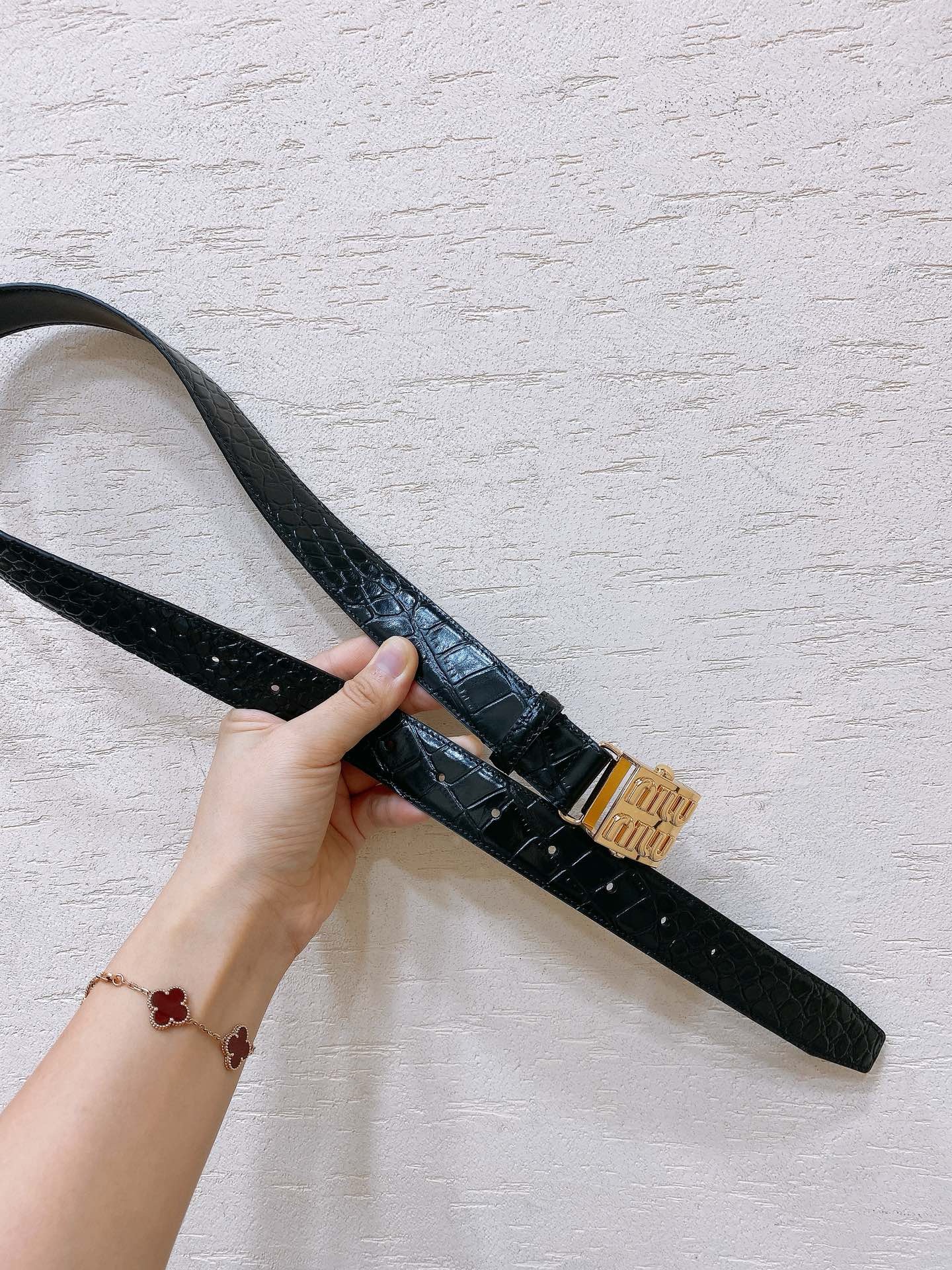 MIU MIU  belt* crocodile pattern strap 3.8cm wide