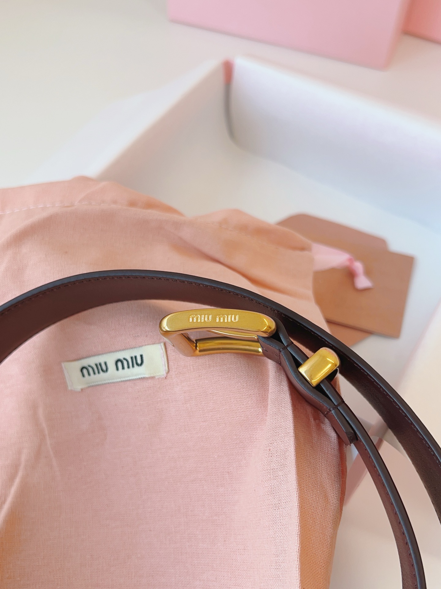 MIU MIU BELTS Calfskin and Gold Buckle