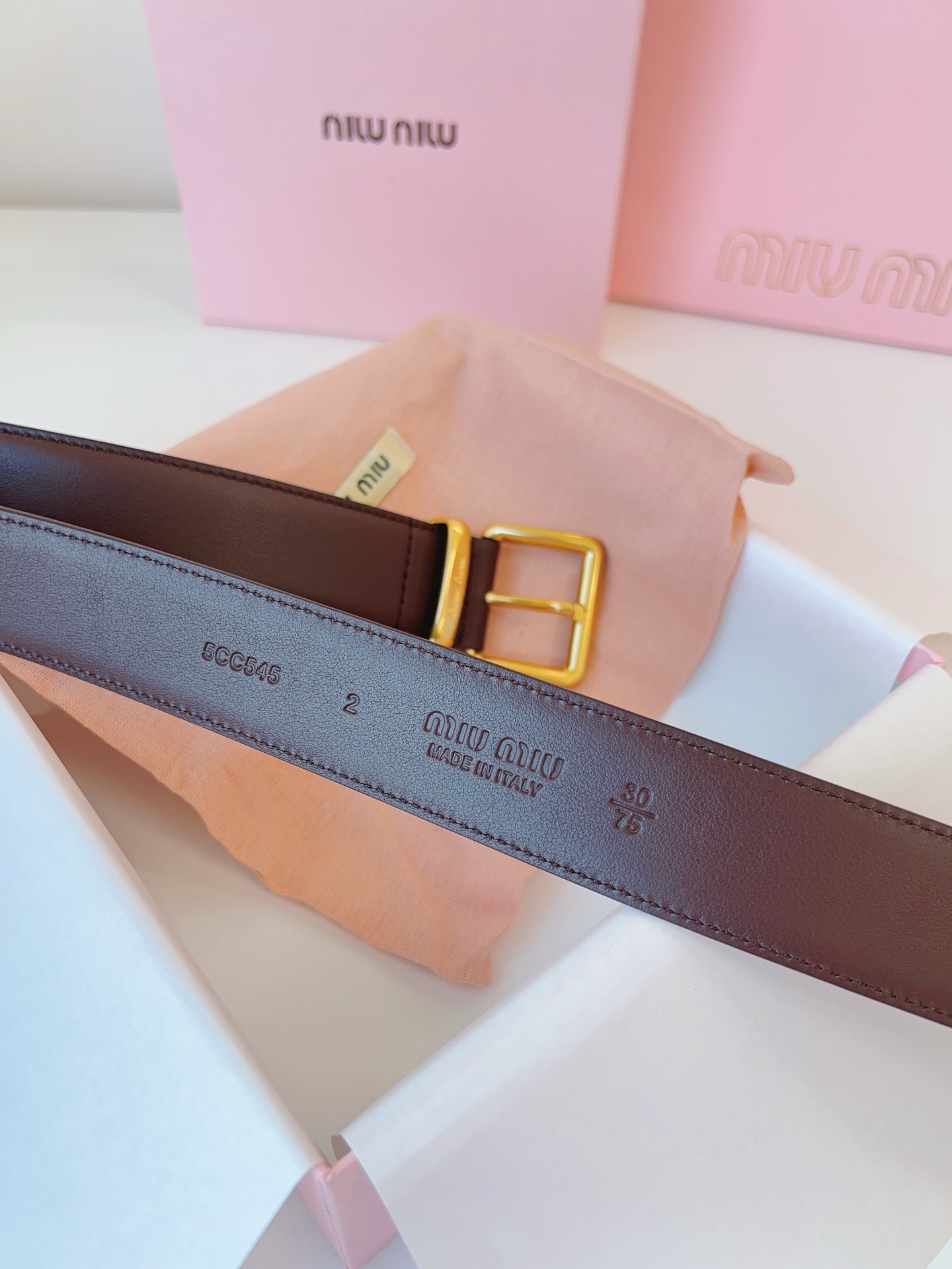 MIU MIU BELTS Calfskin and Gold Buckle