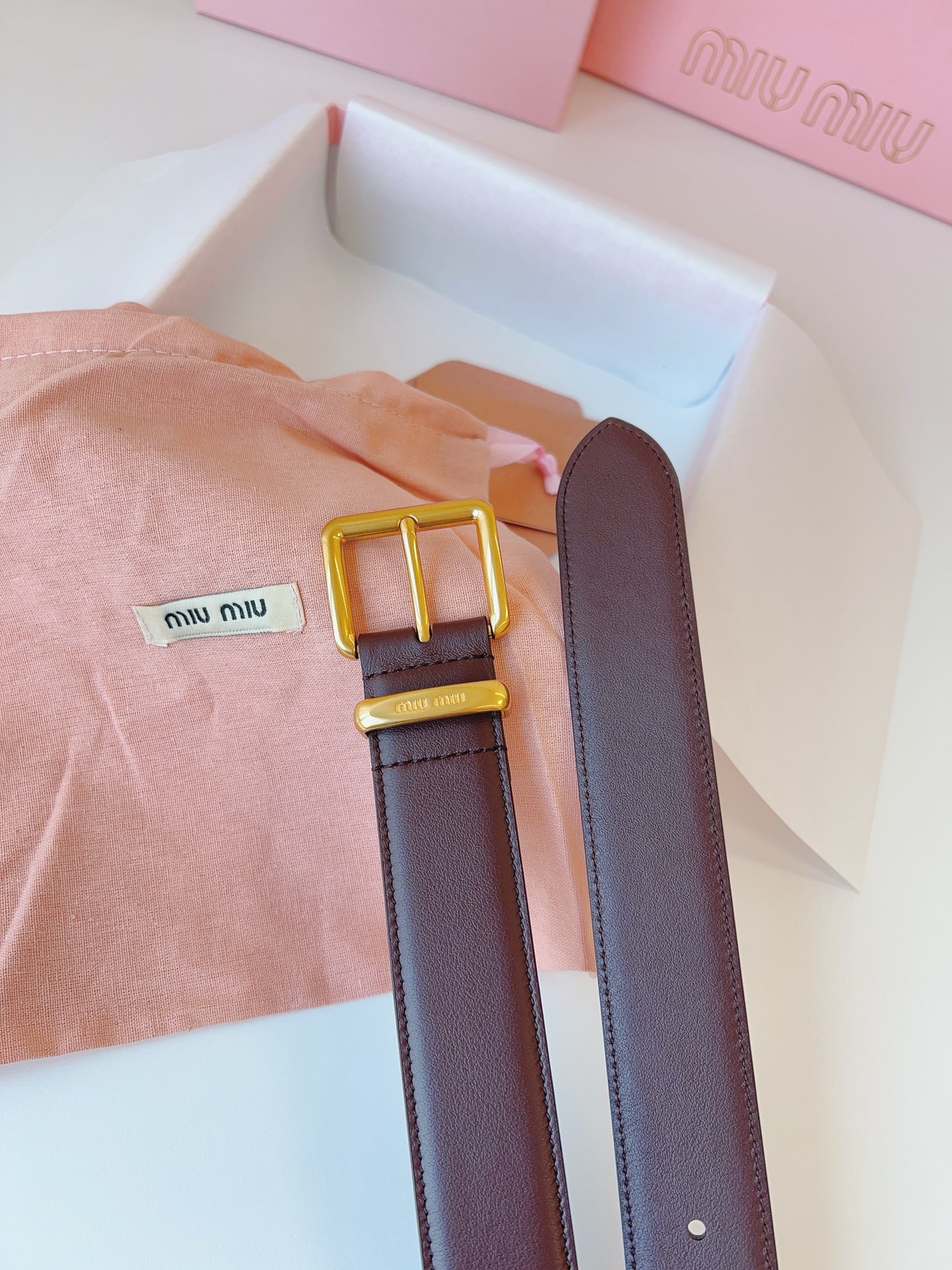 MIU MIU BELTS Calfskin and Gold Buckle