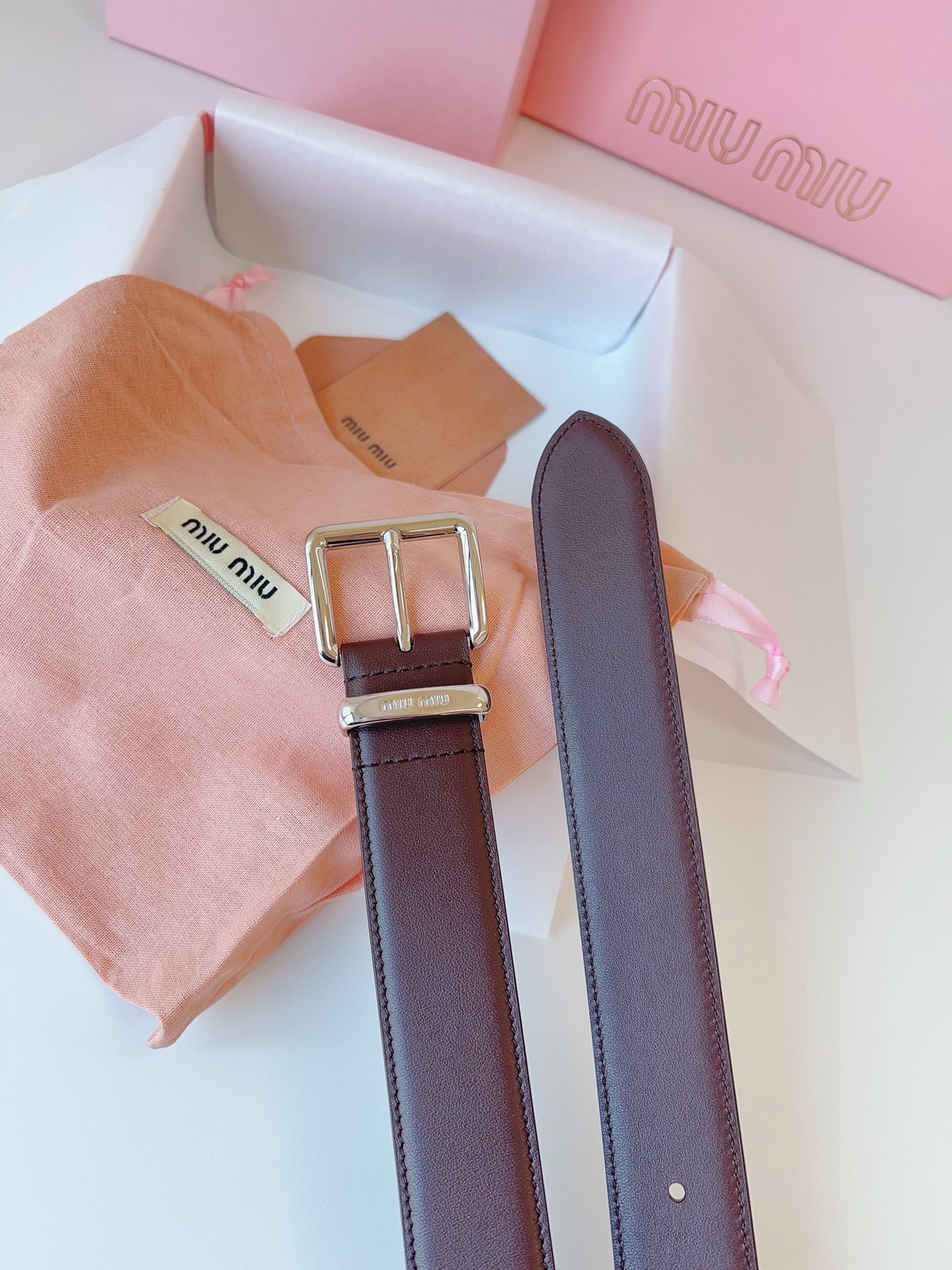 MIU MIU BELTS Calfskin and Silver Buckle