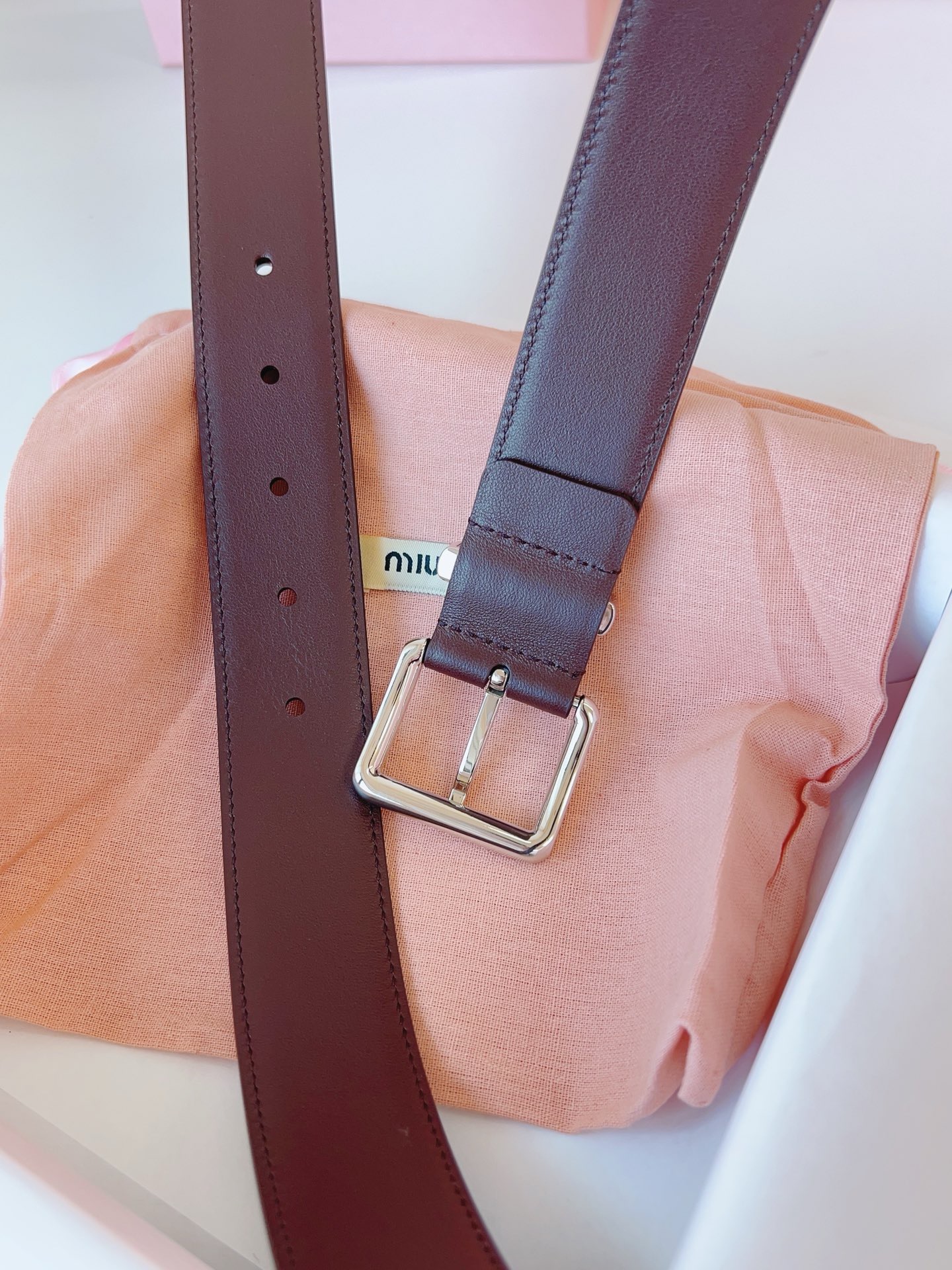 MIU MIU BELTS Calfskin and Silver Buckle