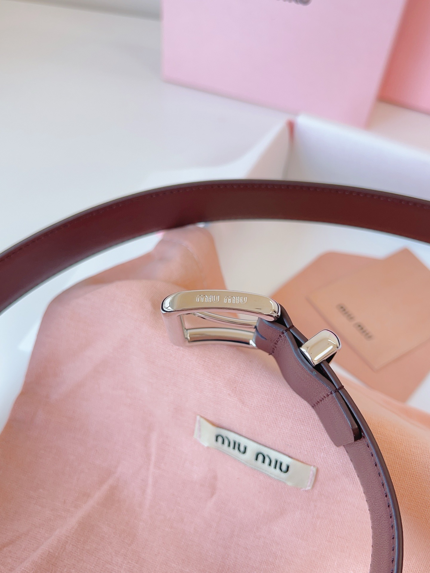 MIU MIU BELTS Calfskin and Silver Buckle