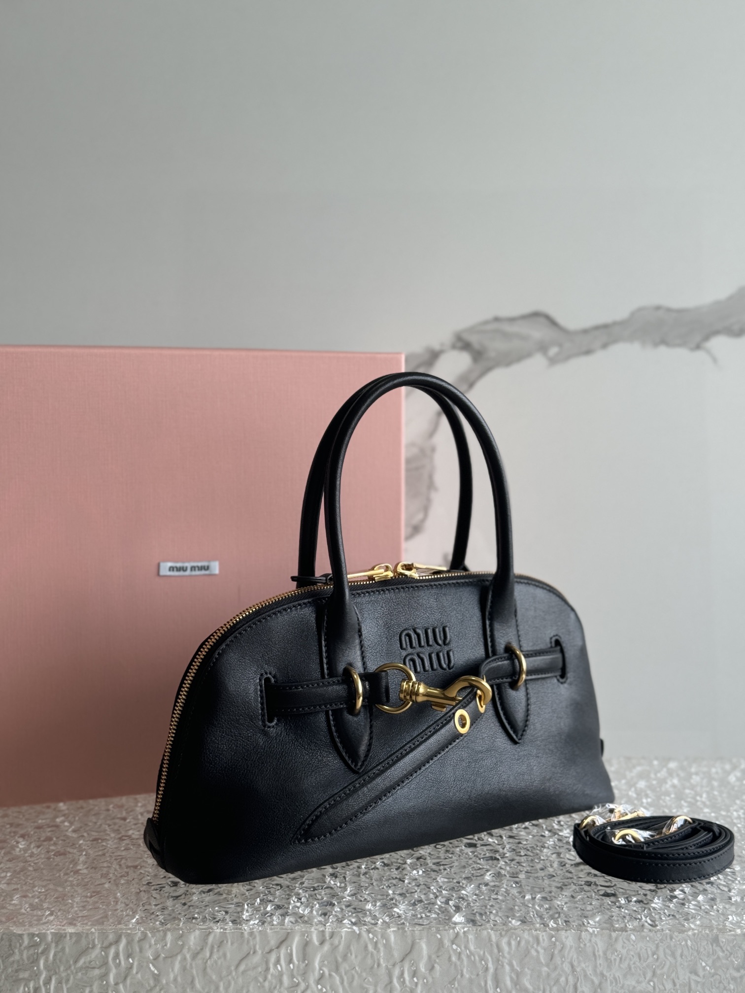 Miu Miu Black Aventure Nappa Leather Top-handle Bag | Miu Miu