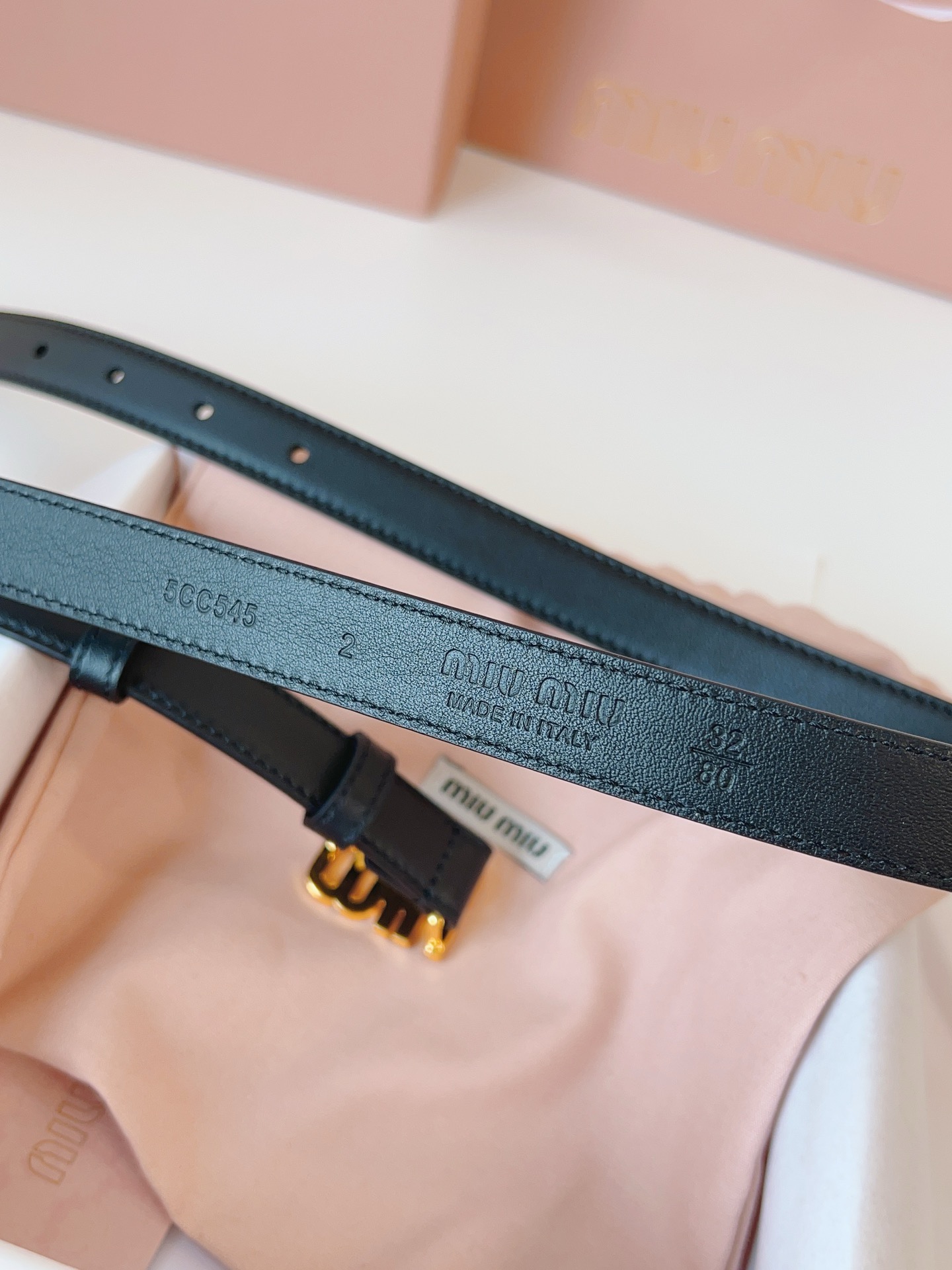 Miu Miu black belt with gold hardware