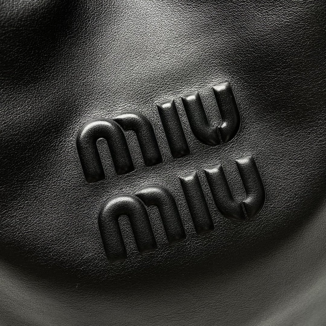 Miu Miu Black Embossed Logo Hobo Tote Bag and Shoulder