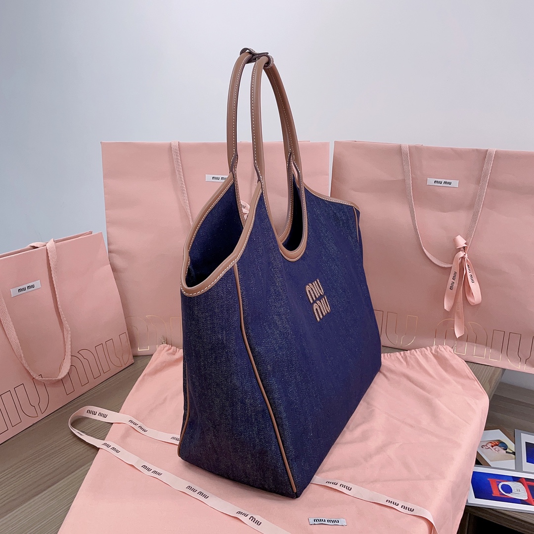 Miu Miu Blue/brandy Ivy Denim Bag | Miu Miu