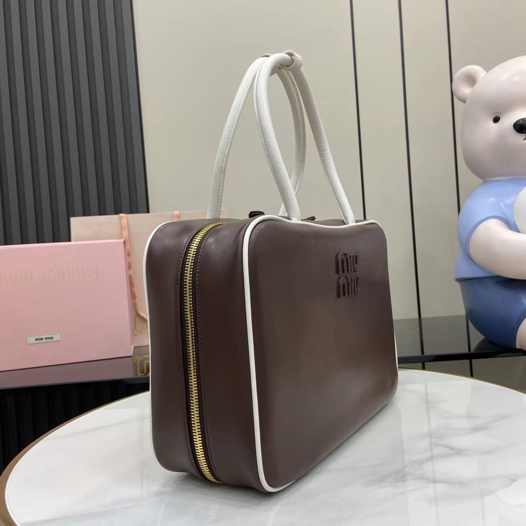 Miu Miu Briarwood/white Beau Leather Bag | Miu Miu