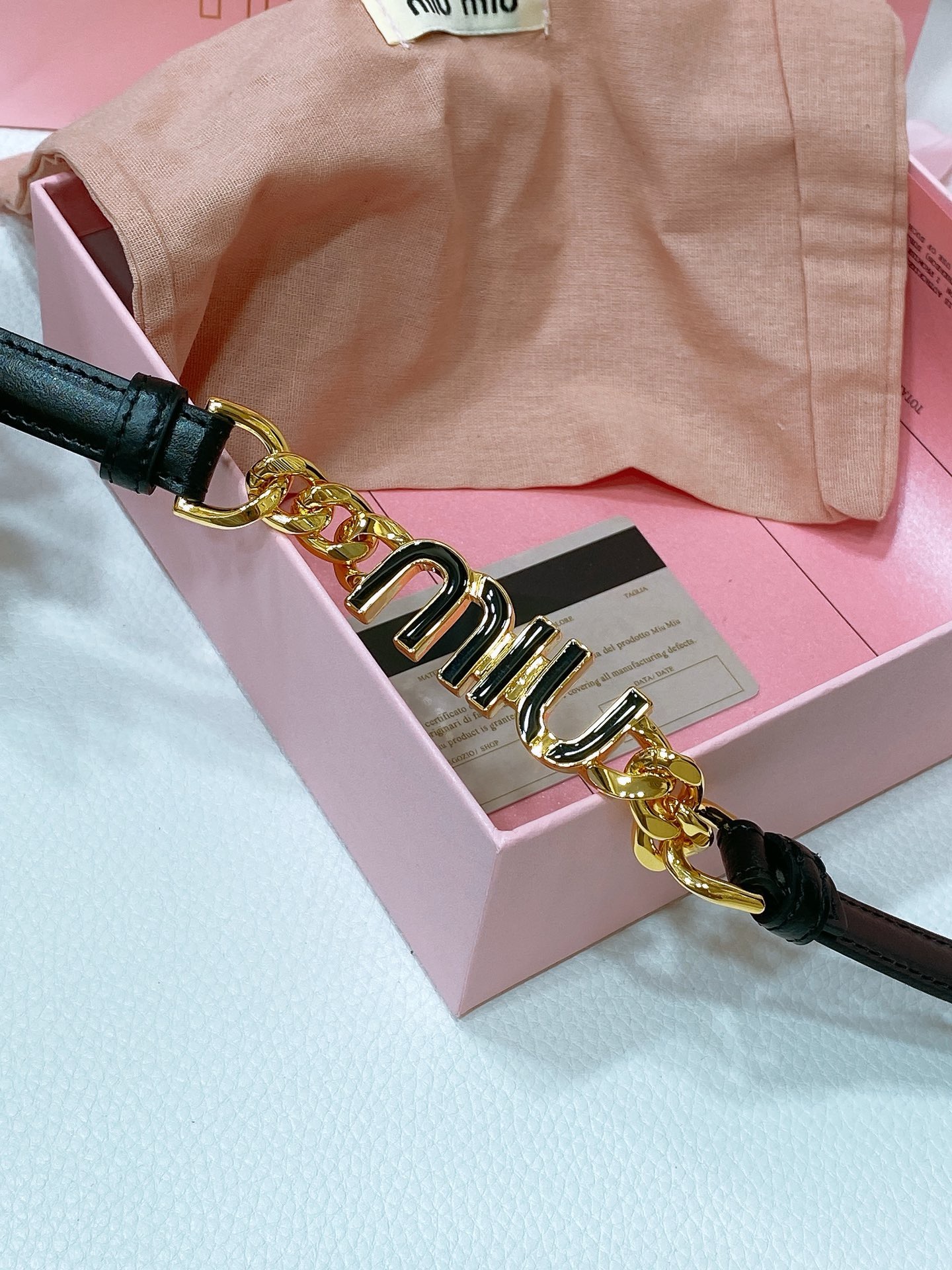 Miu Miu Brushed Leather Belt with Logo, designed for women, in black