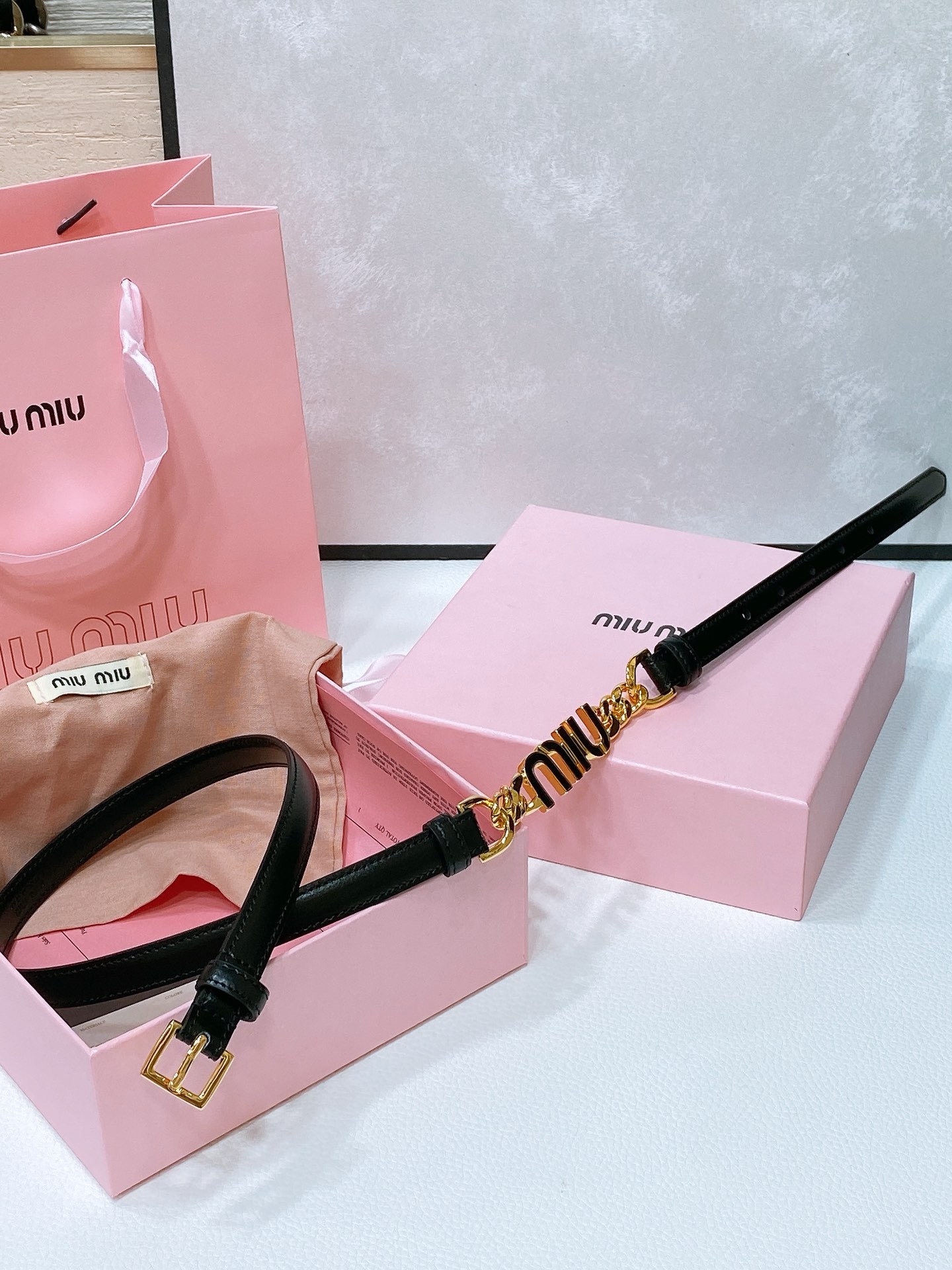 Miu Miu Brushed Leather Belt with Logo, designed for women, in black