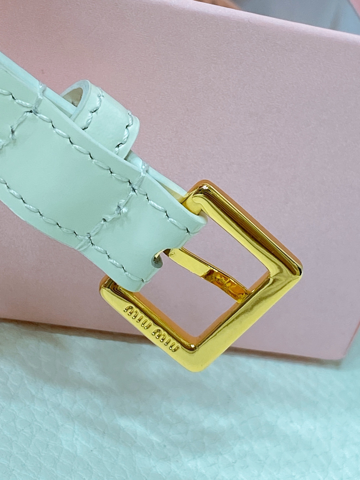 Miu Miu Brushed Leather Belt with Logo, designed for women, in White