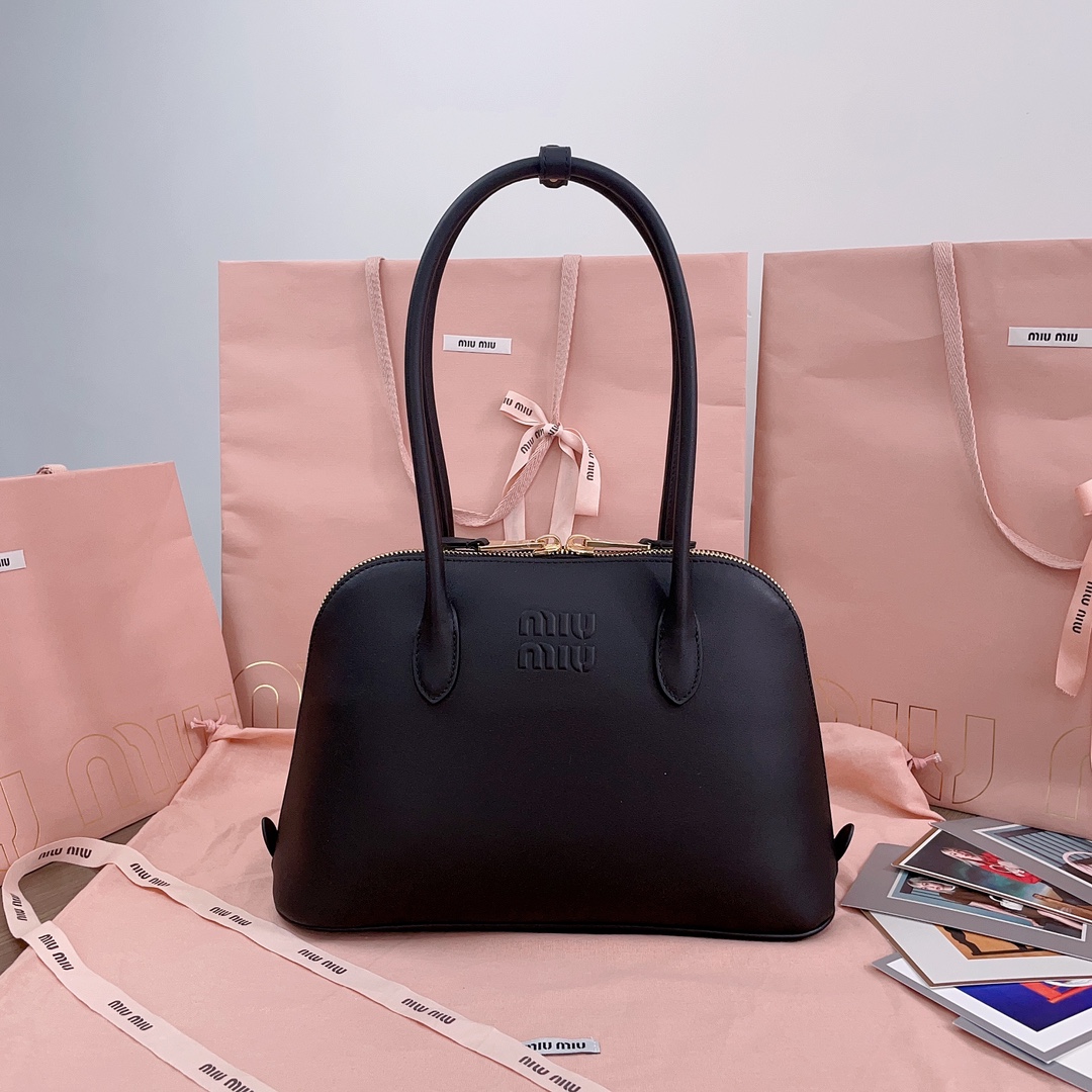 Miu Miu Burgundy Vitello Lux Leather Bow Top Handle Bag