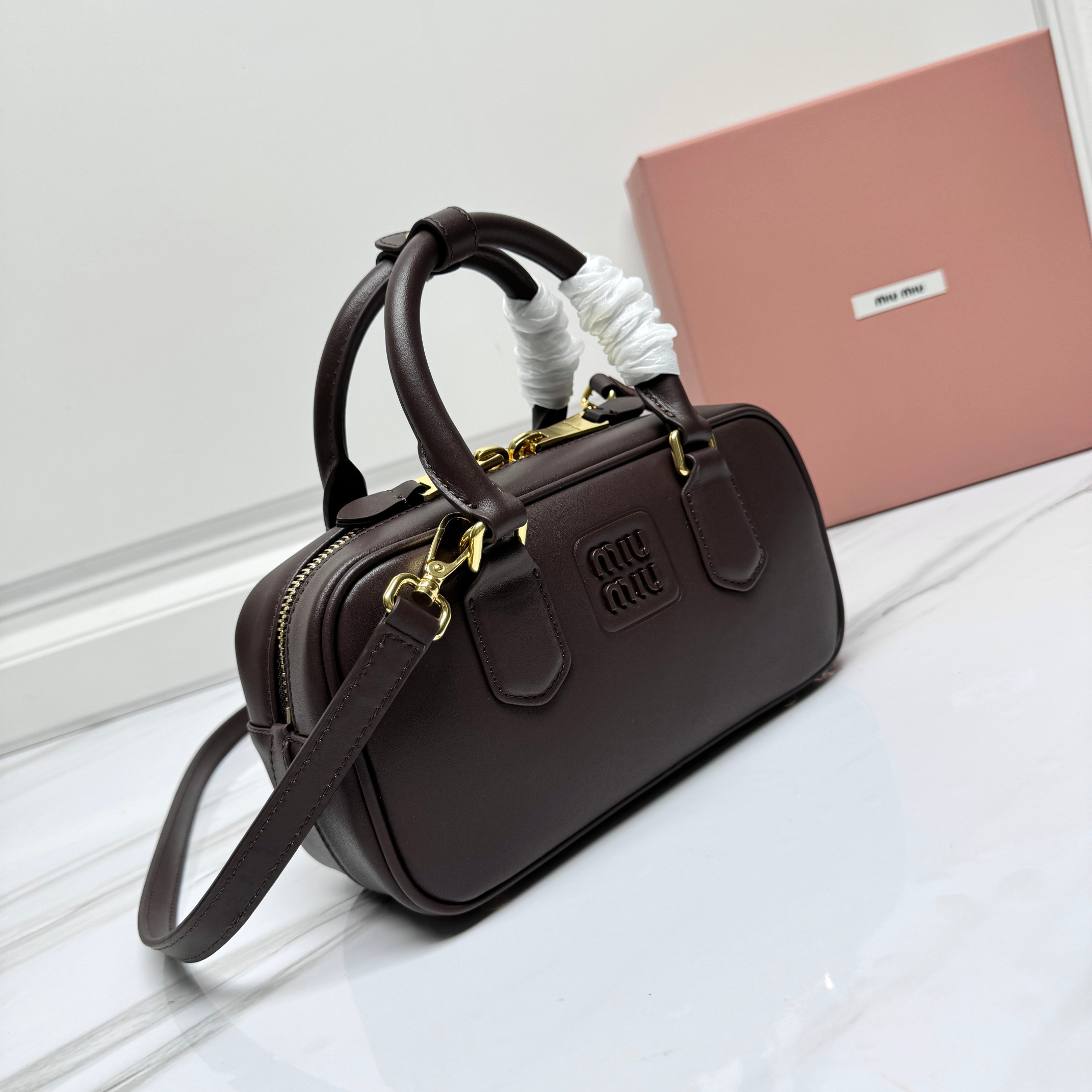 MIU MIU Calfskin Regular Arcadie Top Handle Bag Radica 1629695