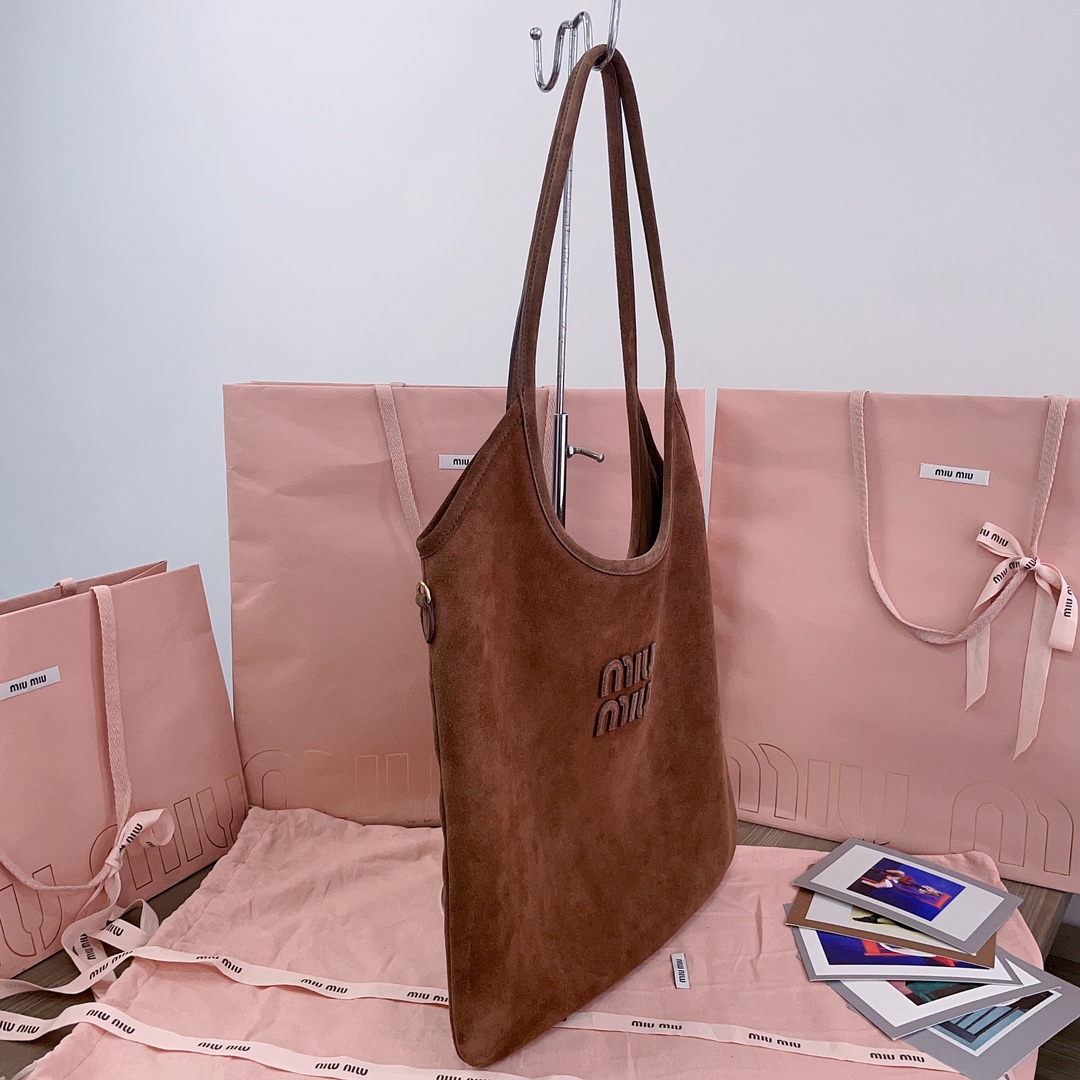MIU MIU Camoscio Ivy Tote Cacao 1515327 Miu Miu 03509